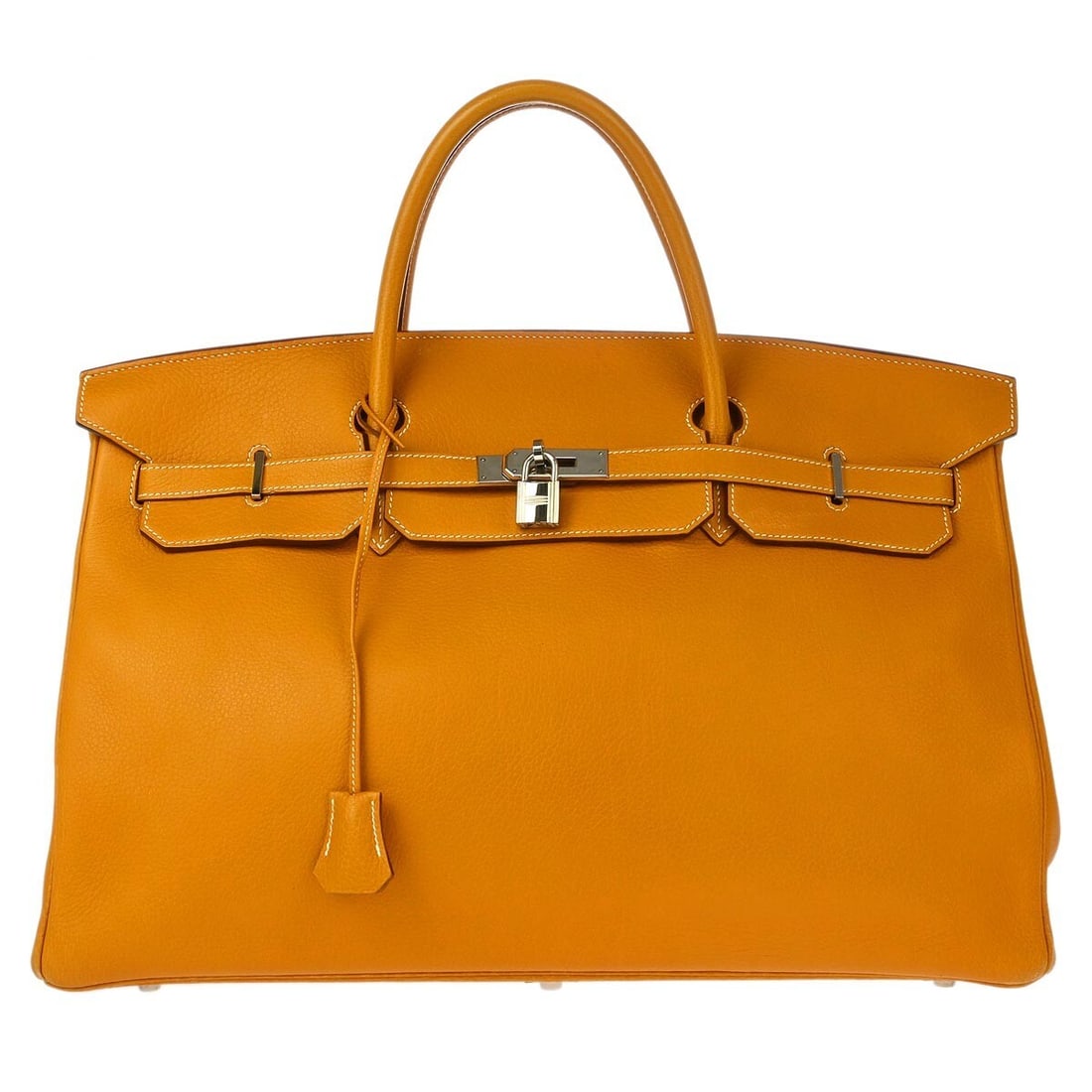 Hermes Birkin 45 Fjord Leather Top Handle Bag Natural: Hermes Birkin 45 Fjord Leather Top Handle Bag Natural Hermes Birkin 45 handbag in natural Fjord leather, made in France. It features a top handle design with double handles, a turn lock flap closure, 