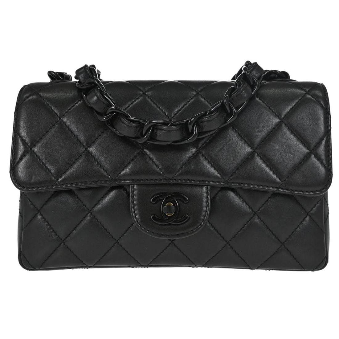 CHANEL Matelasse Small Shoulder Bag Black Lambskin Turnlock: CHANEL Matelasse Small Shoulder Bag Black Lambskin Turnlock Classic Chanel single flap shoulder bag crafted in black lambskin with a matelasse pattern and flap turnlock closure. This small shoulder ba