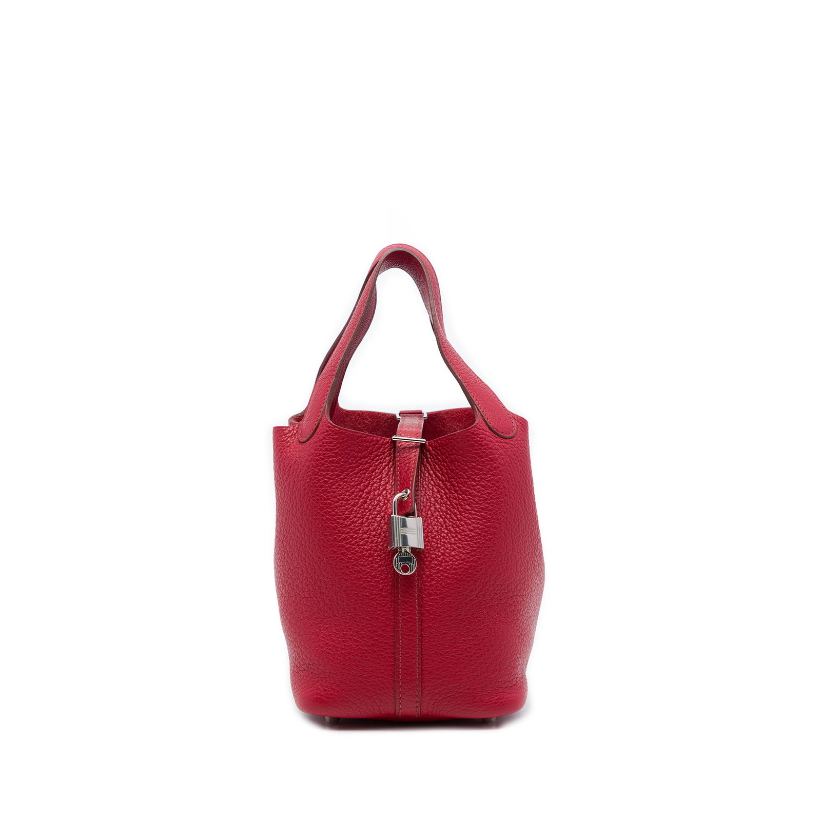 Hermes Picotin Lock 18 Clemence Leather Handbag Rubis: Hermes Picotin Lock 18 Clemence Leather Handbag Rubis The Hermes Picotin Lock 18 is crafted in Rubis Clemence leather with flat leather handles and an open top secured by a pull-through strap and lock