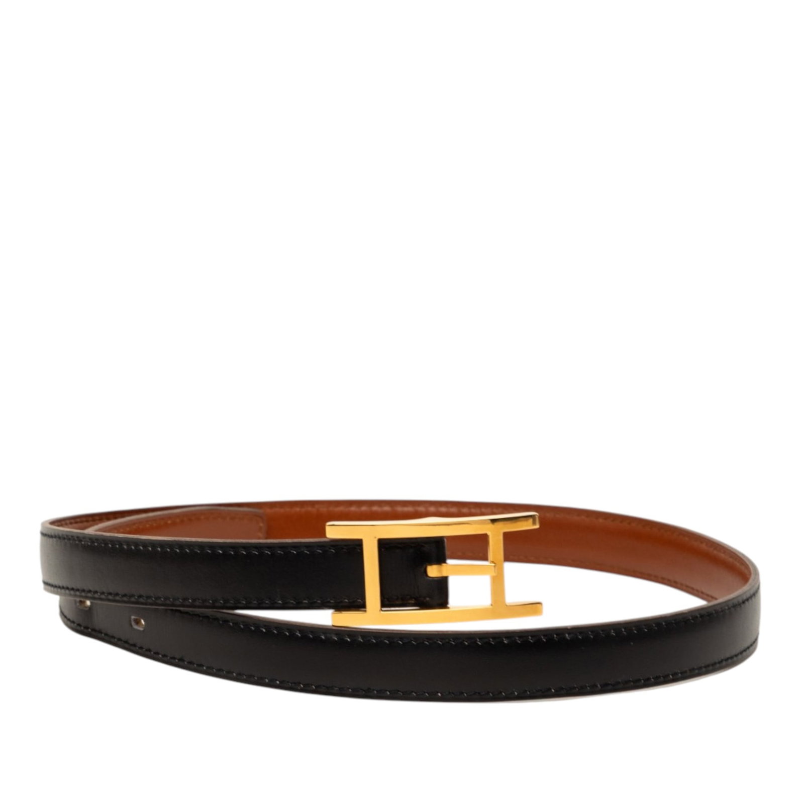 Hermes Quentin Reversible Leather Belt Box Calf Gold Tone Buckle (1 of 6)