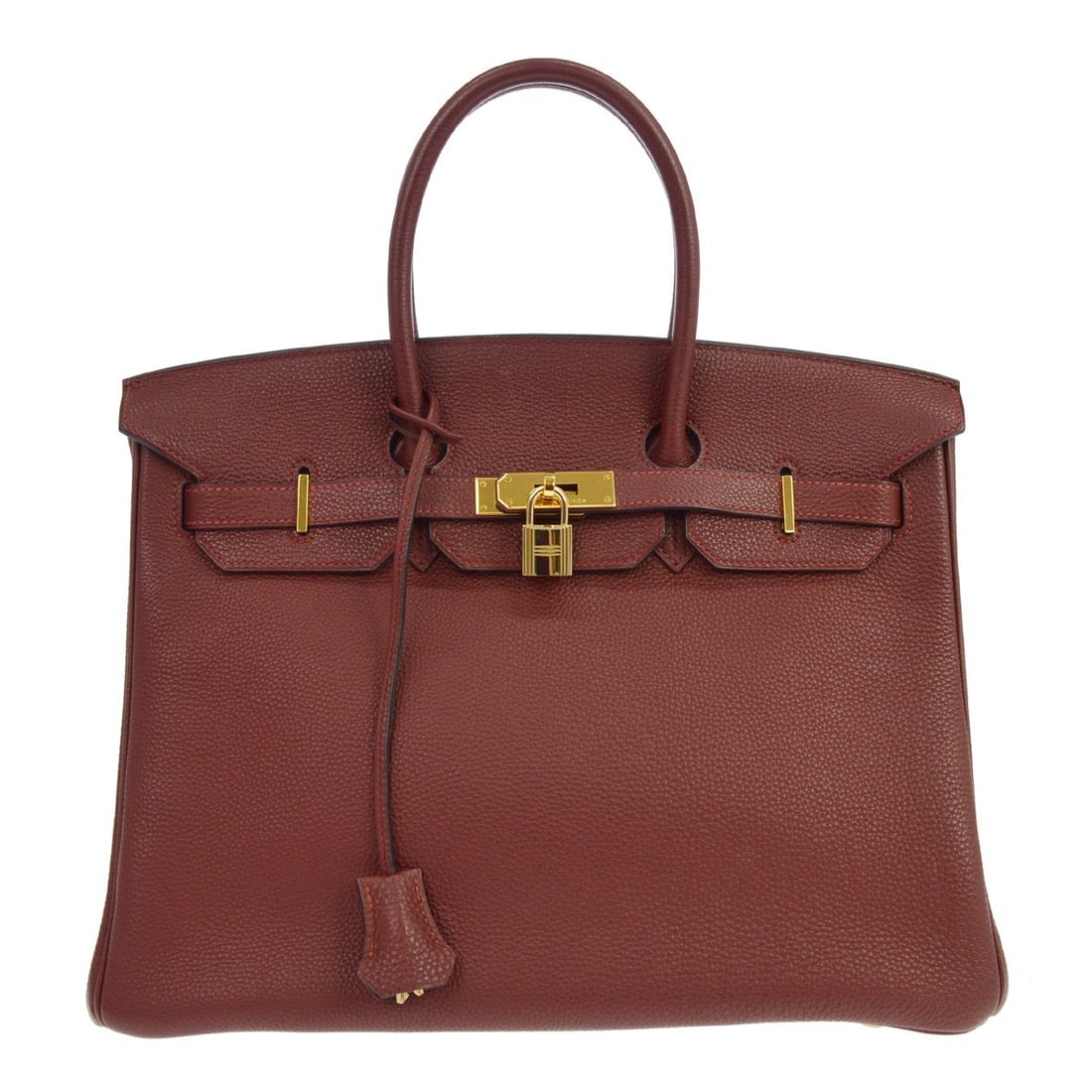 Hermes Birkin handbag in red leather with gold hardware: Hermes Birkin handbag in red leather with gold hardware Hermes Birkin handbag in red leather with gold-tone hardware. Made in France, this piece is presented in very good condition overall, with light