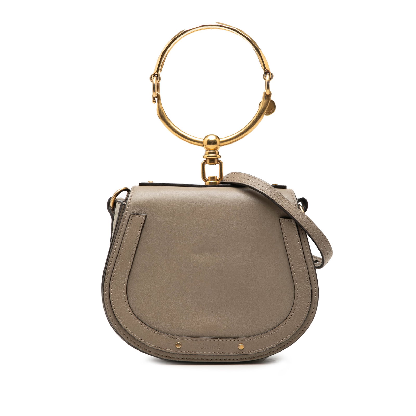 Chloe Nile Small Leather Satchel Bag with Bracelet Handle: Chloe Nile Small Leather Satchel Bag with Bracelet Handle Chloe Small Nile bracelet satchel crafted in brown leather with the collection's signature metal hoop handle. This satchel features a detachab