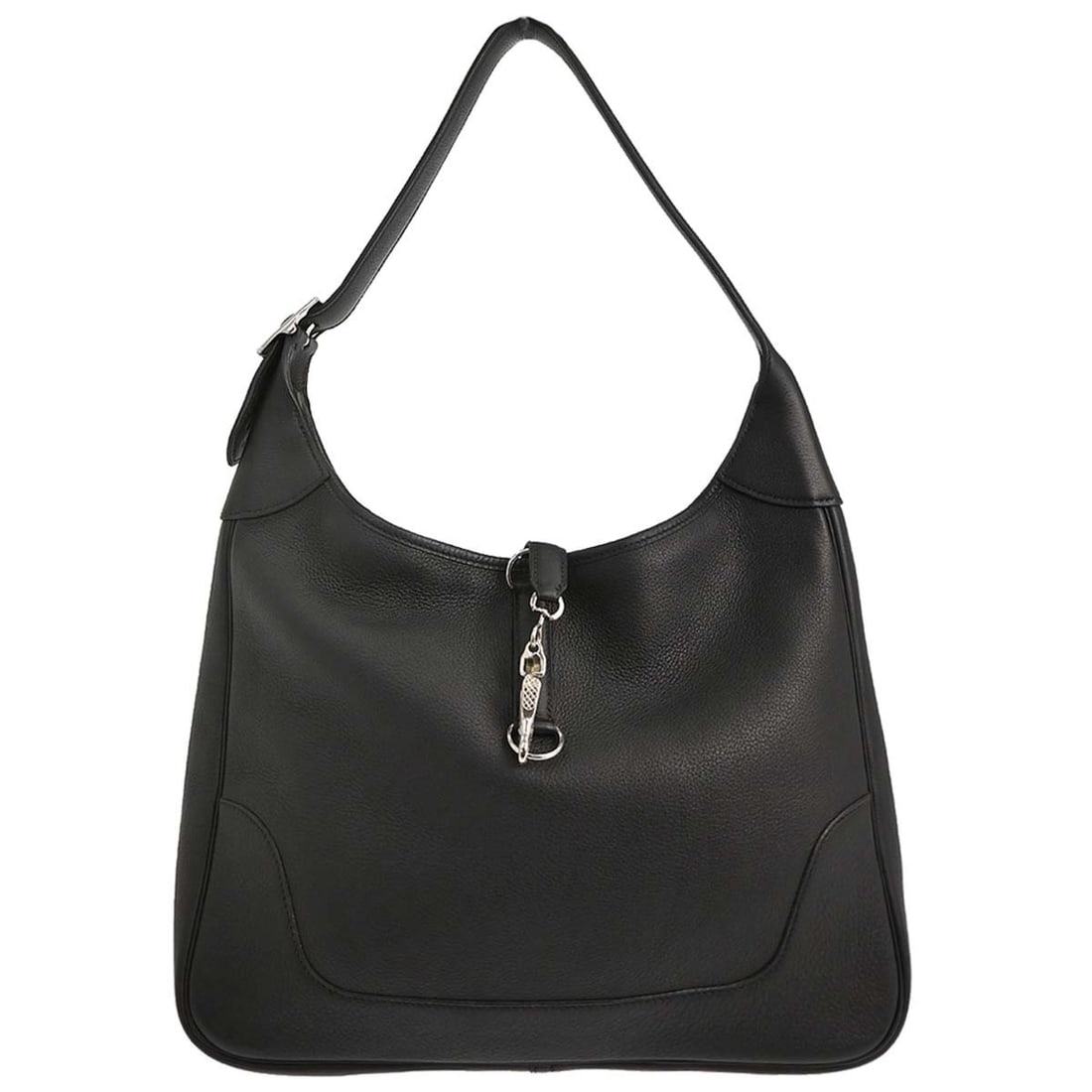 HERMES Trim 35 Black Togo Leather Shoulder Bag France: HERMES Trim 35 Black Togo Leather Shoulder Bag France Hermes Trim 35 shoulder bag in black Togo leather with a leather lining and shoulder strap. This medium bag features one interior zipper pocket an