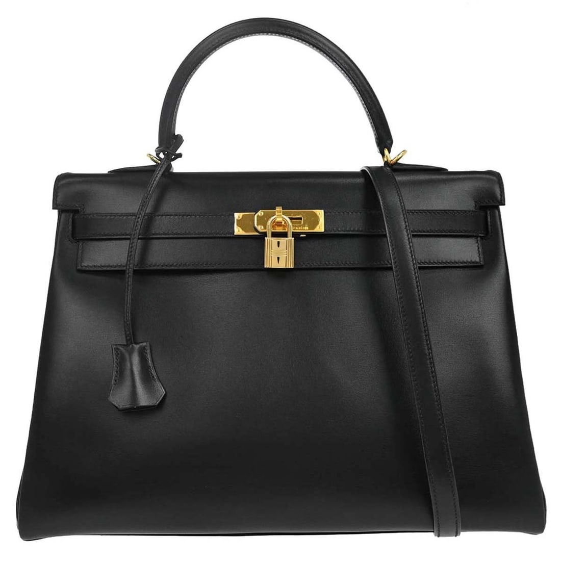 HERMES Kelly 35 Black Box Calf Leather Top Handle Bag (1 of 16)