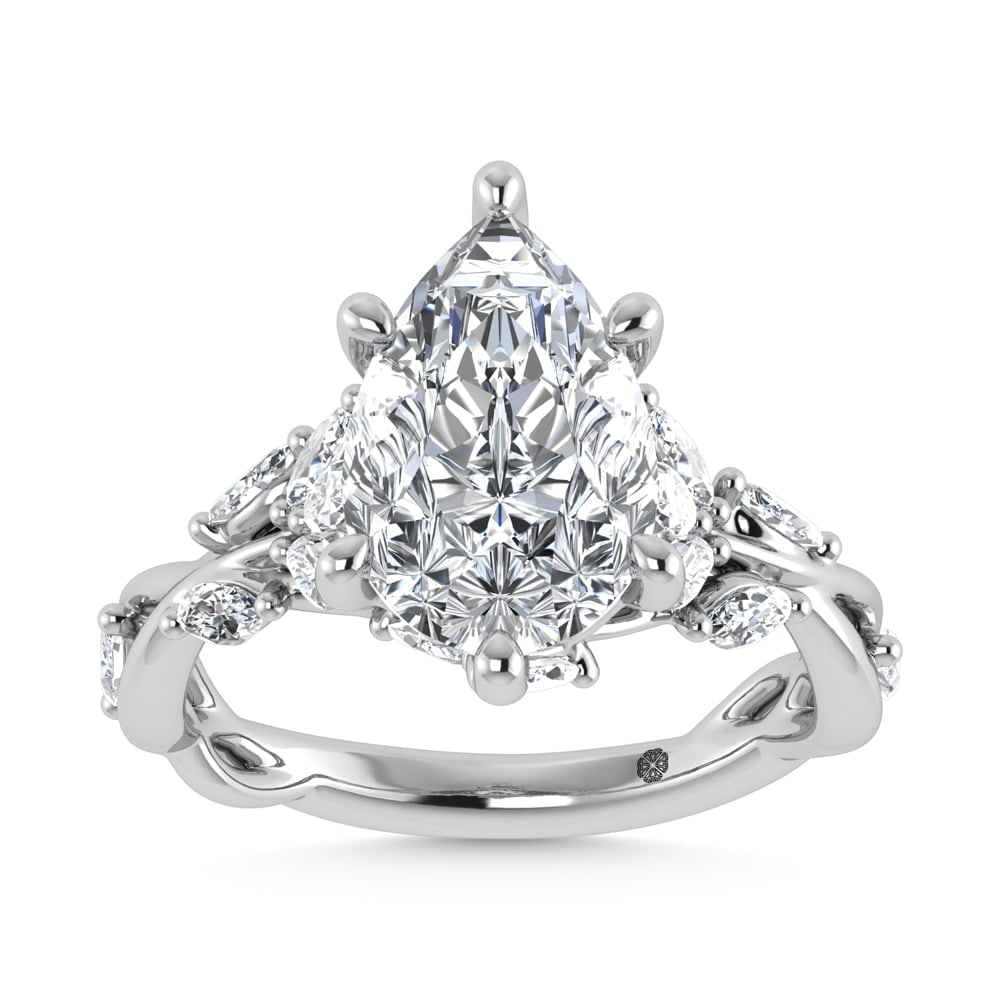 14K White Gold Lab Grown Diamond 3 1/2 Ct.Tw. Marquise and Pear Engagement Ring (IGI Certified (1 of 4)