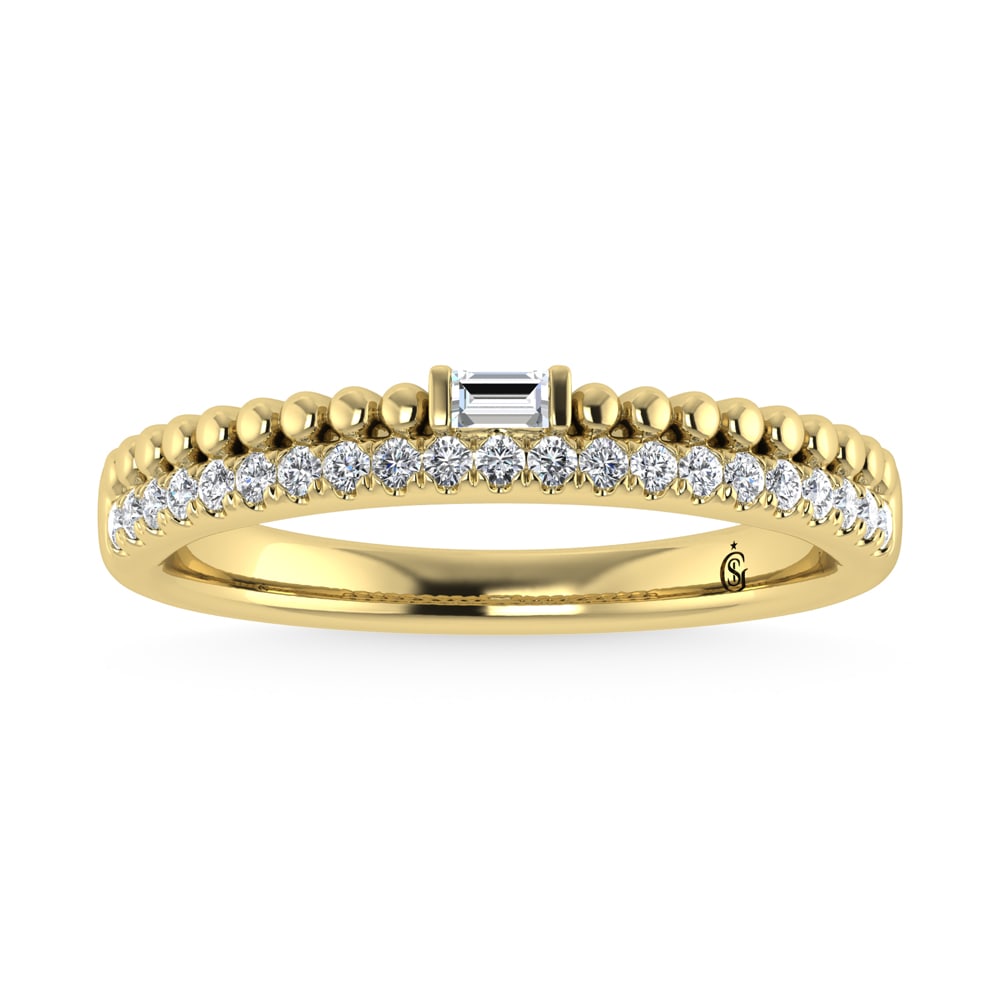 14K Yellow Gold Diamond 1/6 Ct.Tw. Stackable Band: 14K Yellow Gold Diamond 1/6 Ct.Tw. Stackable Band 14k Yellow Gold Stone Color: G-h Stone Clarity: Si2 Each ring is presented in standard size 6.5. Complimentary resizing is available between sizes 510