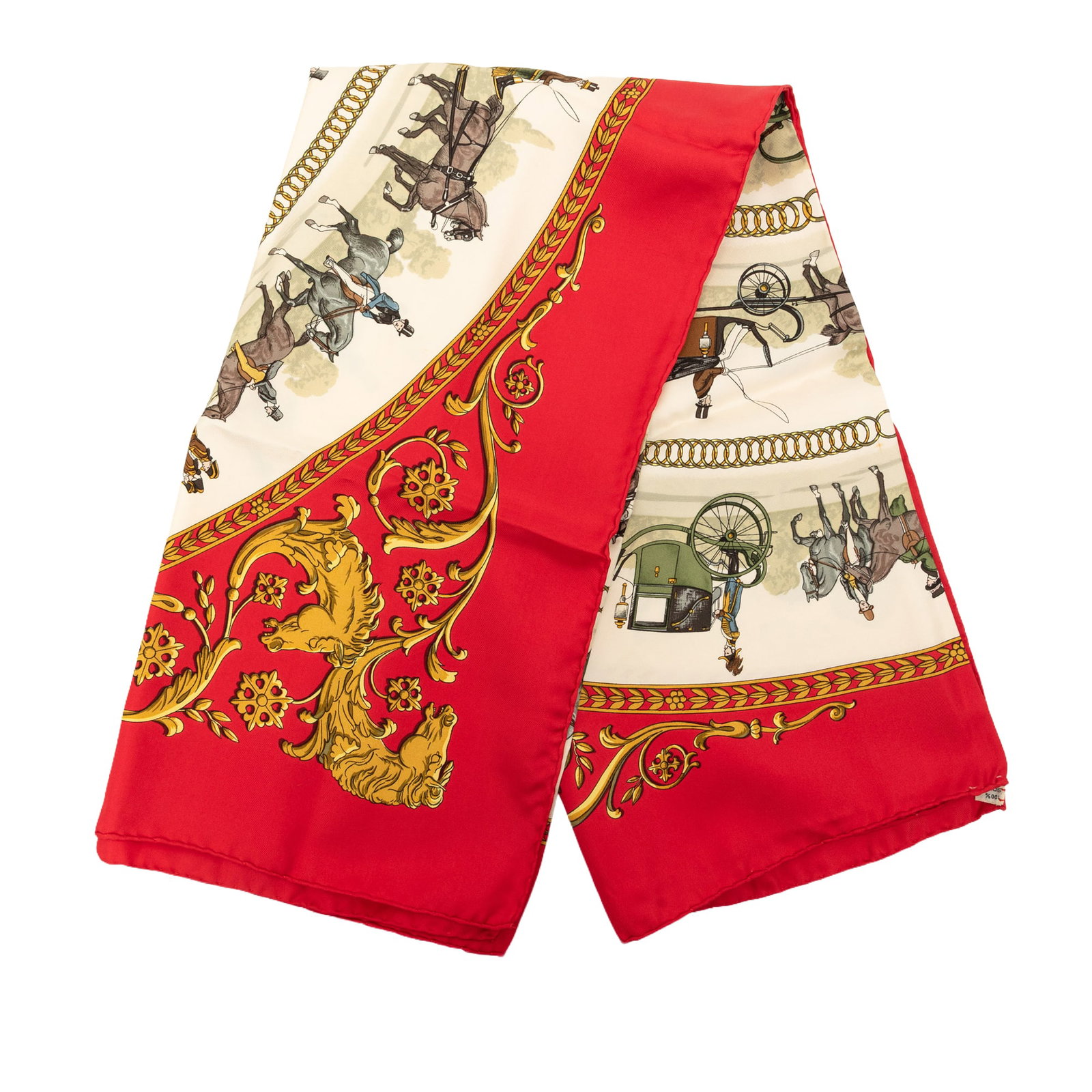Hermes La Promenade De Longchamps 90 Silk Scarf Red: Hermes La Promenade De Longchamps 90 Silk Scarf Red Hermes La Promenade De Longchamps Silk Scarf 90 in red, crafted from 100% silk with the signature printed design. Made in France, this accessory sho