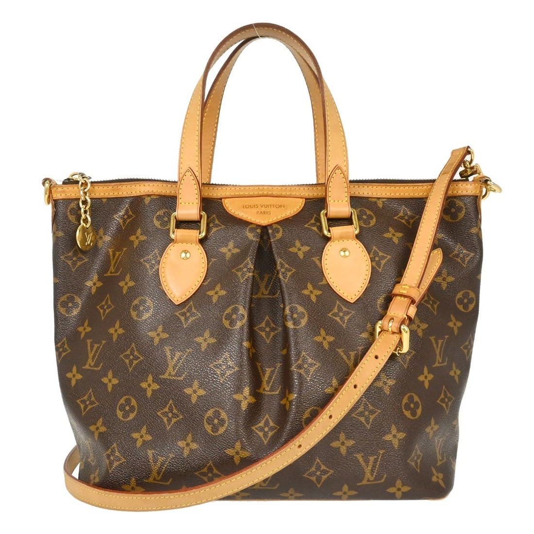 Louis Vuitton Palermo PM Monogram 2way Tote Shoulder Bag M40145: Louis Vuitton Palermo PM Monogram 2way Tote Shoulder Bag M40145 Vintage Louis Vuitton Palermo PM 2-way tote bag in brown Monogram canvas with leather trim and gold-plated hardware. This medium tote fe