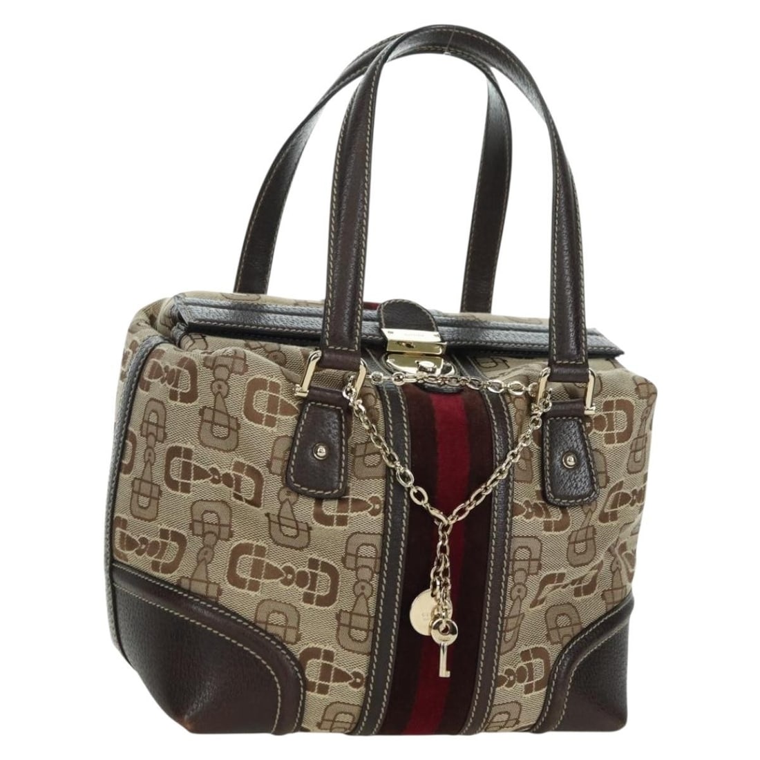 Gucci 146002 Sherry Line canvas handbag brown gold: Gucci 146002 Sherry Line canvas handbag brown gold Gucci Sherry Line handbag in brown and gold canvas with a structured silhouette and included dust bag and key. Made in Italy, this women's handbag is