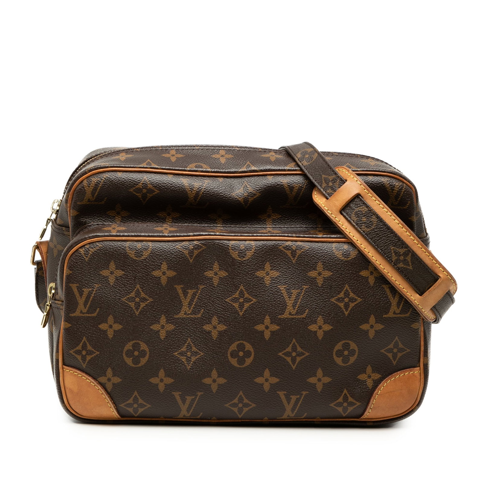 Louis Vuitton Nil Monogram Crossbody Bag Brown Canvas: Louis Vuitton Nil Monogram Crossbody Bag Brown Canvas Louis Vuitton Monogram Nil Crossbody bag crafted with a monogram canvas body and vachetta leather trim. It features an adjustable flat shoulder st
