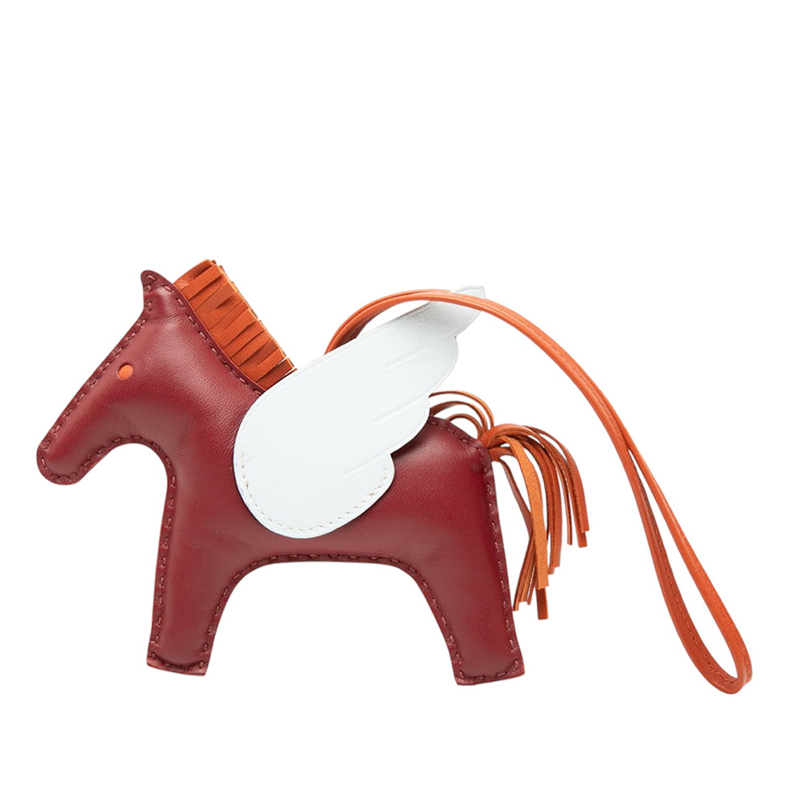 Hermes Grigri Rodeo Pegase PM Milo Swift Leather Bag Charm: Hermes Grigri Rodeo Pegase PM Milo Swift Leather Bag Charm Hermes Grigri Rodeo Pegase PM bag charm crafted in leather with a horse motif and flat strap. Made in France, this accessory comes with its b