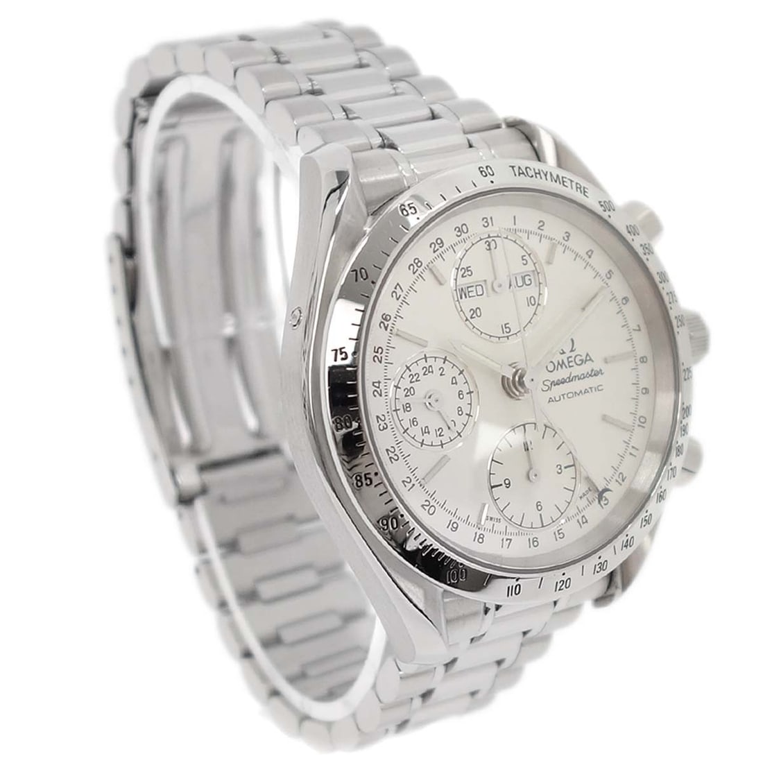 OMEGA Speedmaster automatic stainless steel men's wristwatch 39 mm: OMEGA Speedmaster automatic stainless steel men's wristwatch 39 mm Omega Speedmaster men's wristwatch with a classic design and self-winding mechanical movement. This Swiss-made watch features a black