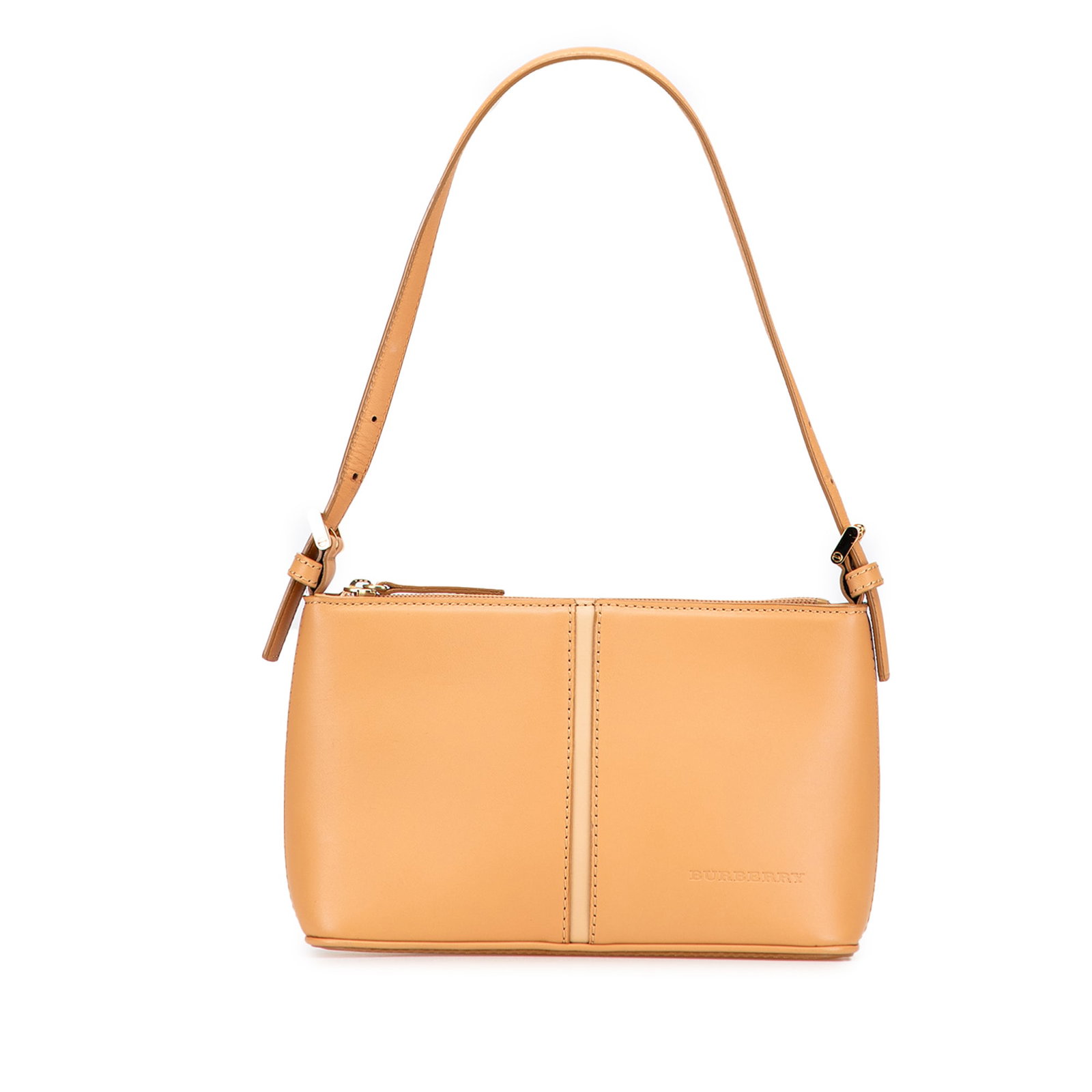 Burberry Brown Leather Shoulder Bag with Zip Closure: Burberry Brown Leather Shoulder Bag with Zip Closure This Burberry Leather Shoulder Bag combines elegance and functionality, featuring a durable leather body and a flat leather strap for comfortable c