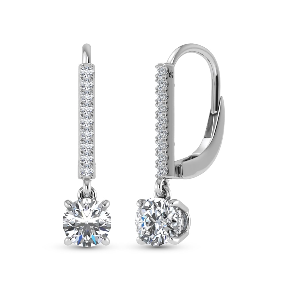 14K White Gold Lab Grown Diamond 1 1/6 Ct.Tw. VS2+ G+ Dangler Earrings: 14K White Gold Lab Grown Diamond 1 1/6 Ct.Tw. VS2+ G+ Dangler Earrings Elegant 14K white gold dangle earrings with 1 1/6 Ct.Tw. lab-grown diamonds, VS2+ clarity, G+ color. 14k White Gold Stone Color: 