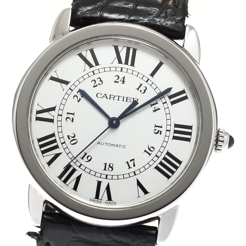 Cartier Ronde Solo MM WSRN0013 Automatic Stainless Steel Wristwatch: Cartier Ronde Solo MM WSRN0013 Automatic Stainless Steel Wristwatch Cartier Ronde Solo MM automatic wristwatch with a stainless steel case, silver dial, and leather strap. This unisex watch is offered