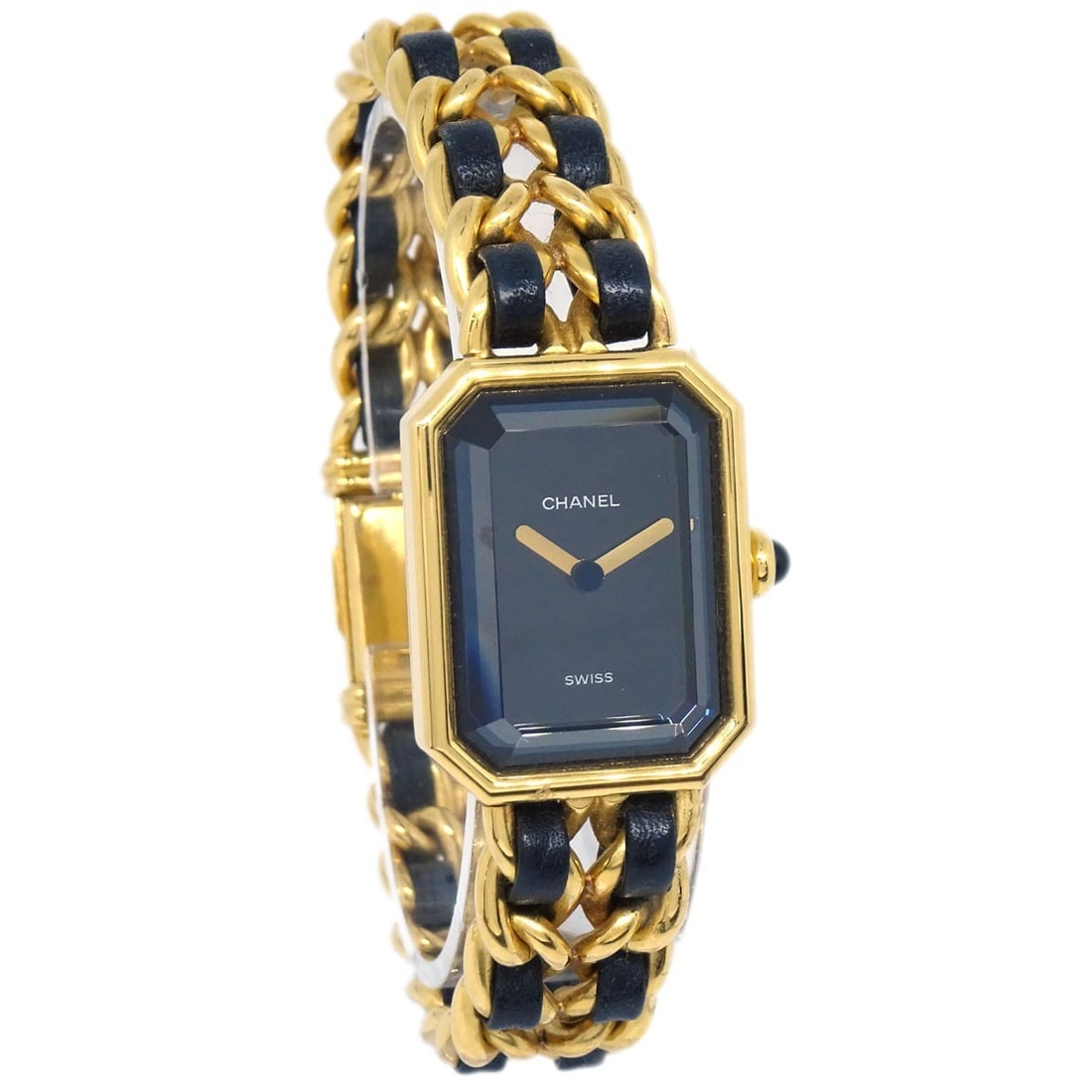 CHANEL Premiere Women's Quartz Wristwatch Gold Plated Black Dial Swiss Made: CHANEL Premiere Women's Quartz Wristwatch Gold Plated Black Dial Swiss Made Chanel Premiere wristwatch for women with a quartz movement and analog display. This classic dress watch features a black an
