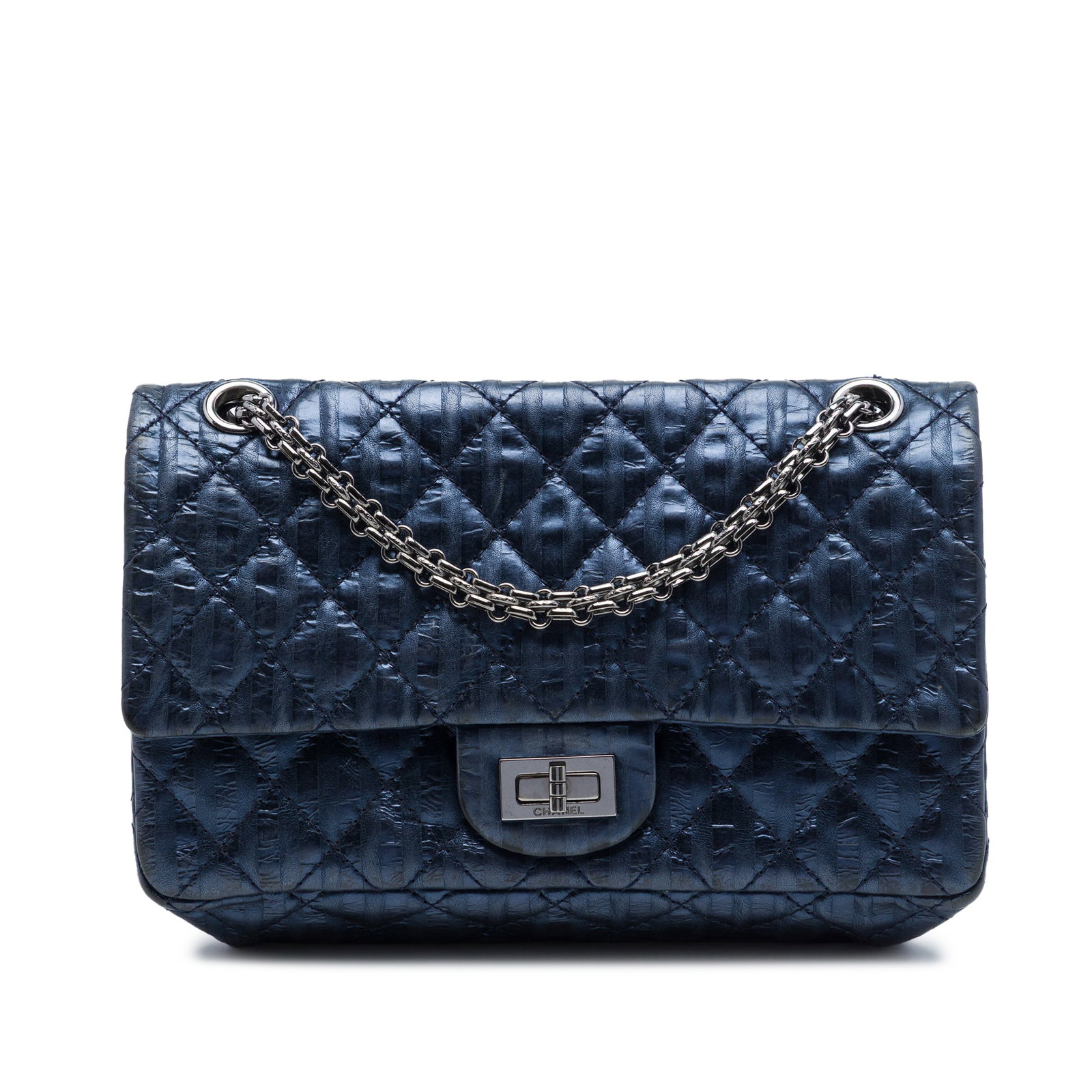 Chanel Reissue 2.55 Accordion Flap 225 Blue Metallic Calfskin Bag (1 of 7)