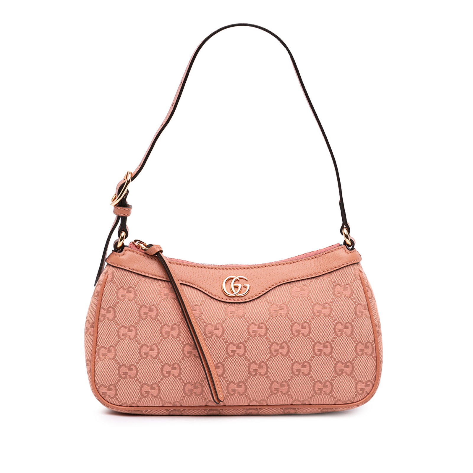 Gucci Ophidia Small GG Canvas Shoulder Bag Pink: Gucci Ophidia Small GG Canvas Shoulder Bag Pink A compact Gucci Ophidia shoulder bag crafted with a coated canvas body and leather trim. It features a flat leather shoulder strap and a top zip closure