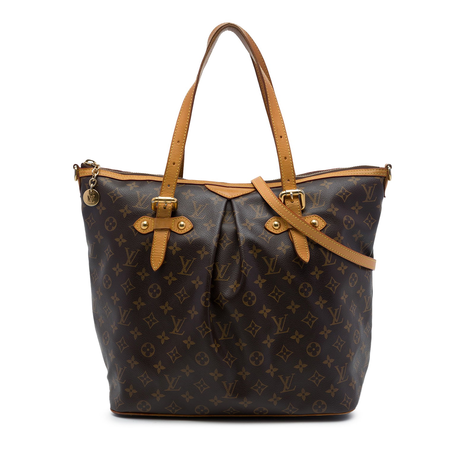 Louis Vuitton Palermo GM Monogram Canvas Shoulder Bag: Louis Vuitton Palermo GM Monogram Canvas Shoulder Bag Louis Vuitton Palermo GM in Monogram canvas with vachetta leather trim, dual flat handles, and a detachable flat shoulder strap. The bag features 