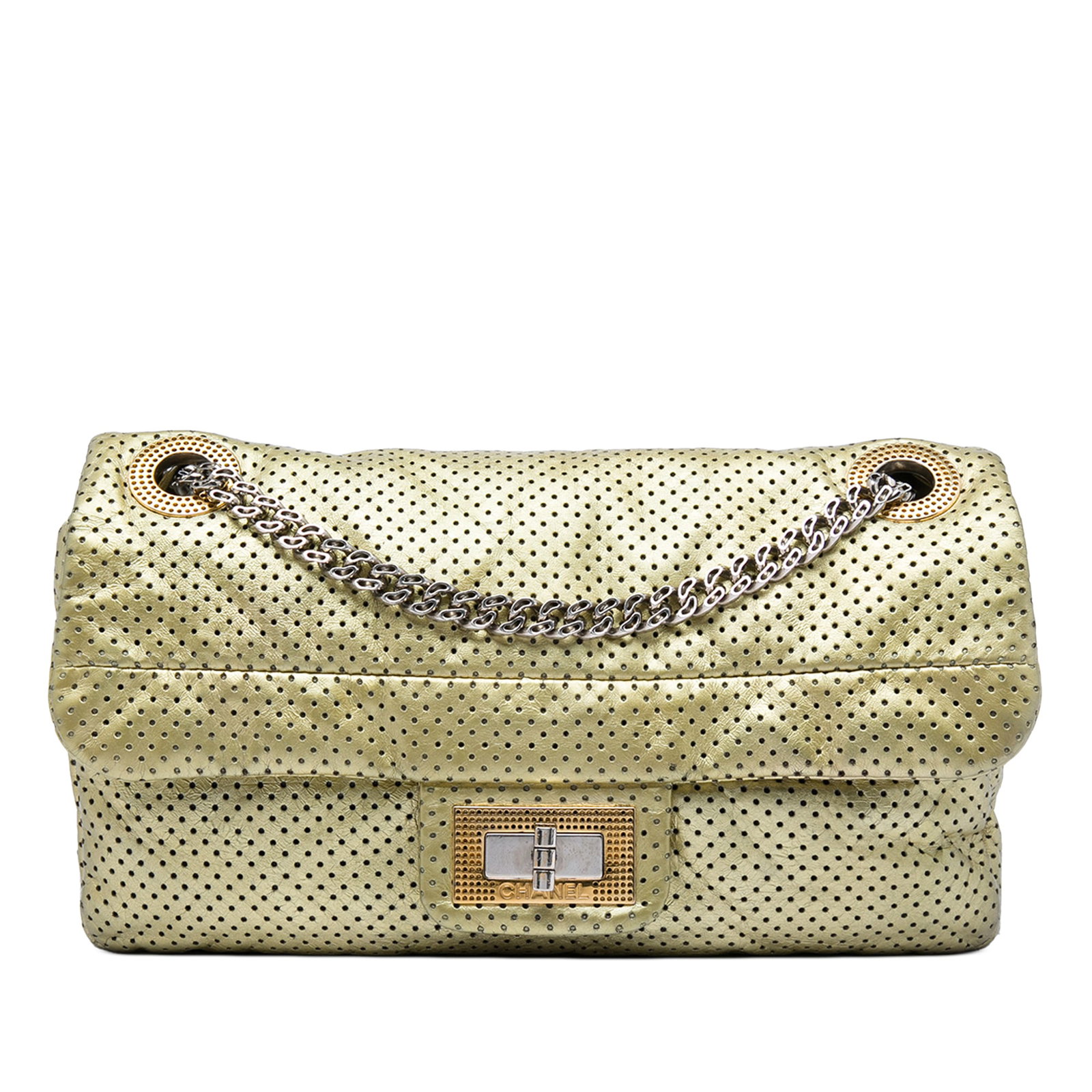 Chanel Reissue 2.55 Drill Flap shoulder bag perforated calfskin gold (1 of 6)