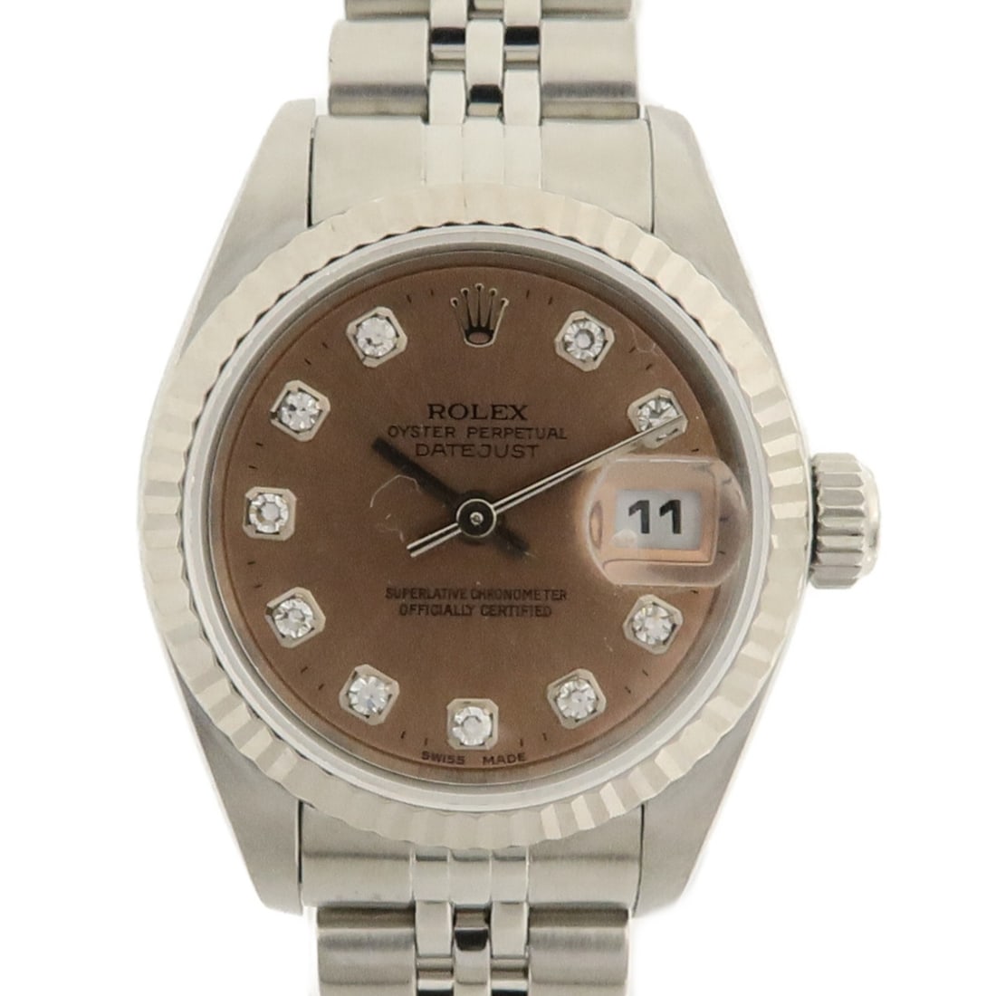 Rolex 69174 Lady-Datejust women's automatic stainless steel pink dial watch: Rolex 69174 Lady-Datejust women's automatic stainless steel pink dial watch Rolex Lady-Datejust 69174 women's wristwatch with automatic winding movement and date display. This stainless steel watch fe