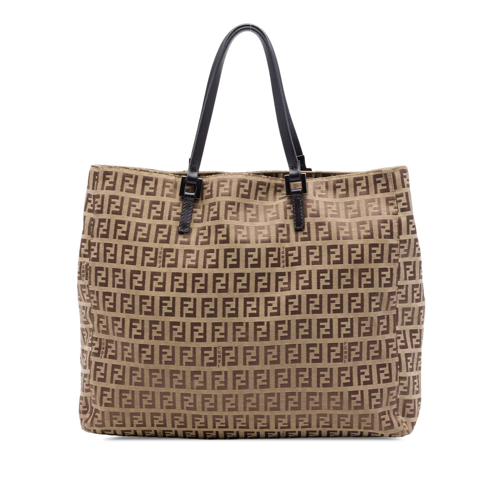 Fendi Zucchino Beige Canvas Tote Bag: Fendi Zucchino Beige Canvas Tote Bag Fendi Zucchino canvas tote in beige with flat leather straps, an open top, and interior zip and slip pockets. Made in Italy. Condition B+ with wear including stain