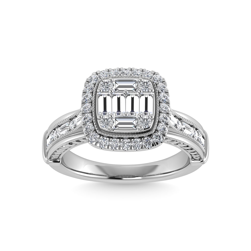 14K White Gold Diamond 3/4 Ct.Tw. Engagement Ring: 14K White Gold Diamond 3/4 Ct.Tw. Engagement Ring 14k White Gold Stone Color: G-h Stone Clarity: Si2 Each ring is presented in standard size 6.5. Complimentary resizing is available between sizes 510 