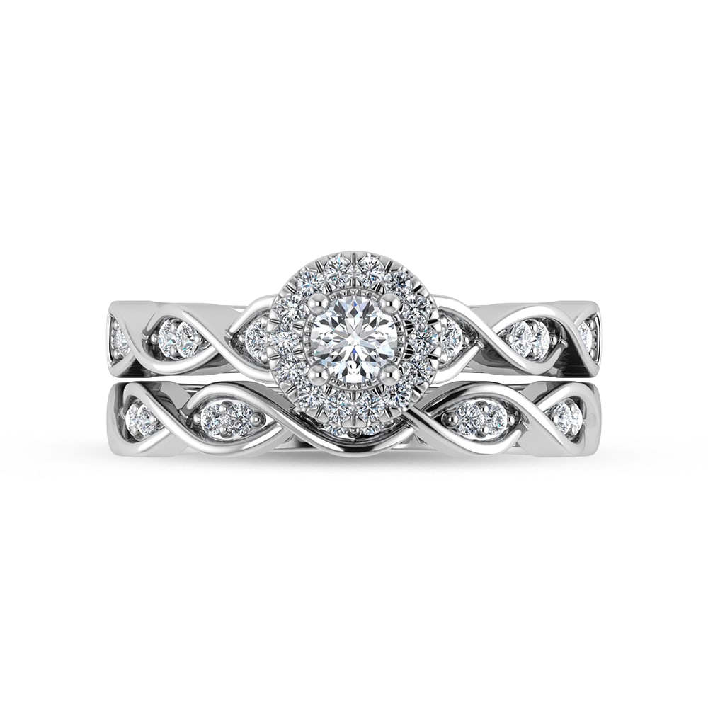 Diamond 1/2 Ct.Tw. Bridal Ring in 14K White Gold: Diamond 1/2 Ct.Tw. Bridal Ring in 14K White Gold 14k White Gold Stone Color: G-h Stone Clarity: Si2 Each ring is presented in standard size 6.5. Complimentary resizing is available between sizes 510 (