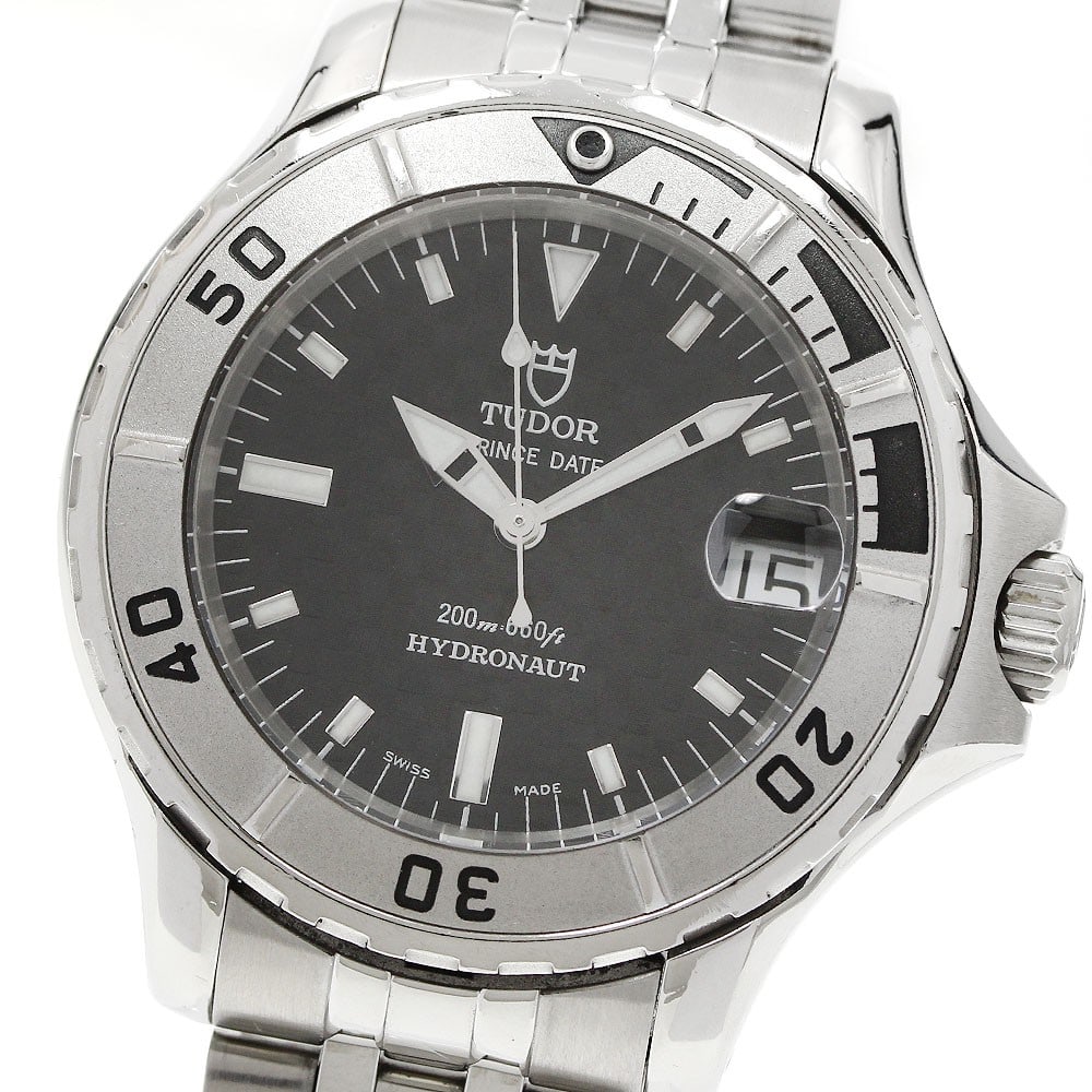 TUDOR Hydronaut 85190 mens automatic date wristwatch: TUDOR Hydronaut 85190 mens automatic date wristwatch TUDOR Hydronaut Date automatic men's wristwatch with a black dial and stainless steel case and bracelet. This reference 85190 features a date displ