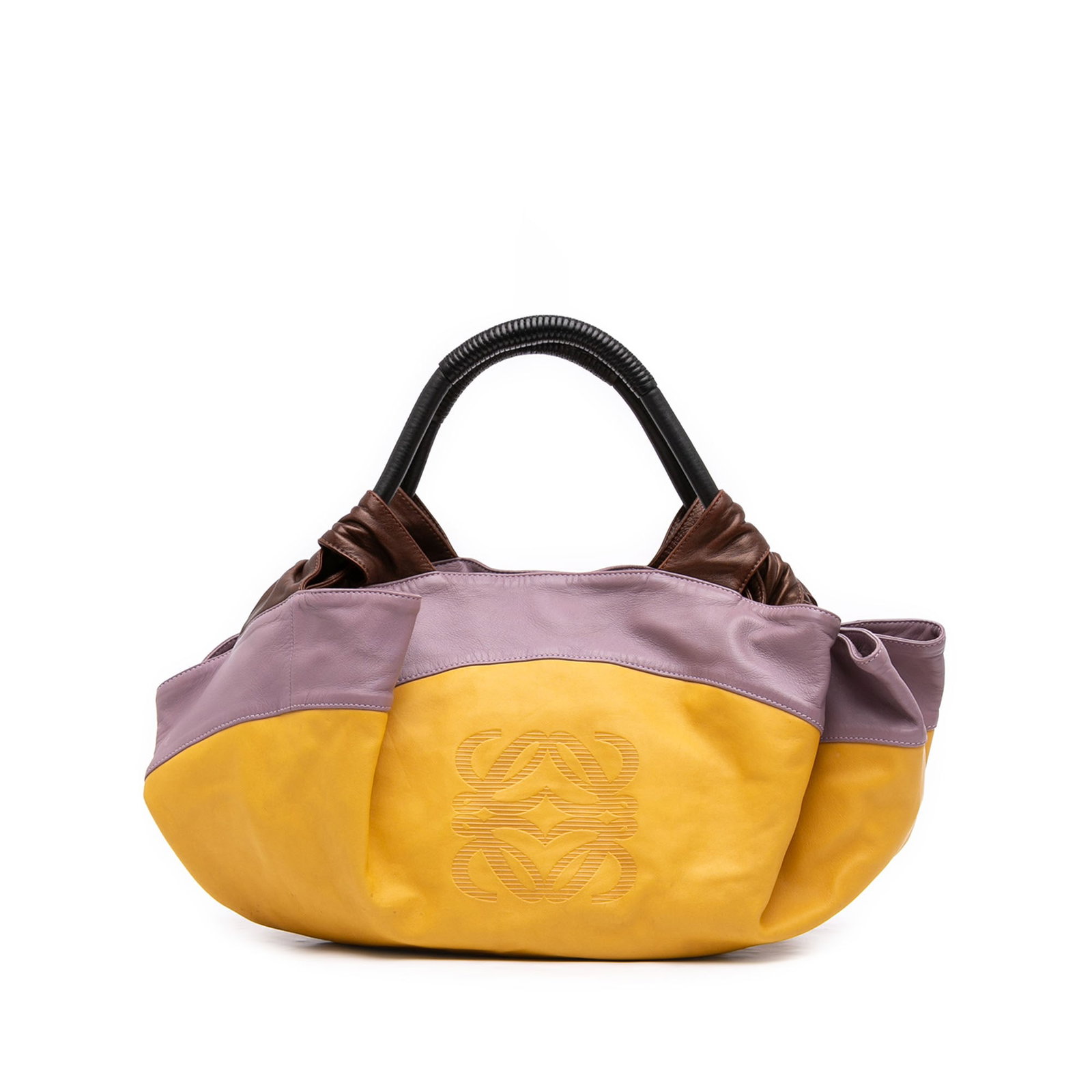 LOEWE Multicolor Nappa Aire Leather Tote Bag: LOEWE Multicolor Nappa Aire Leather Tote Bag A LOEWE Multicolor Nappa Aire handbag crafted in tricolor leather with rolled leather handles, an open top with magnetic snap closure, and an interior zip 