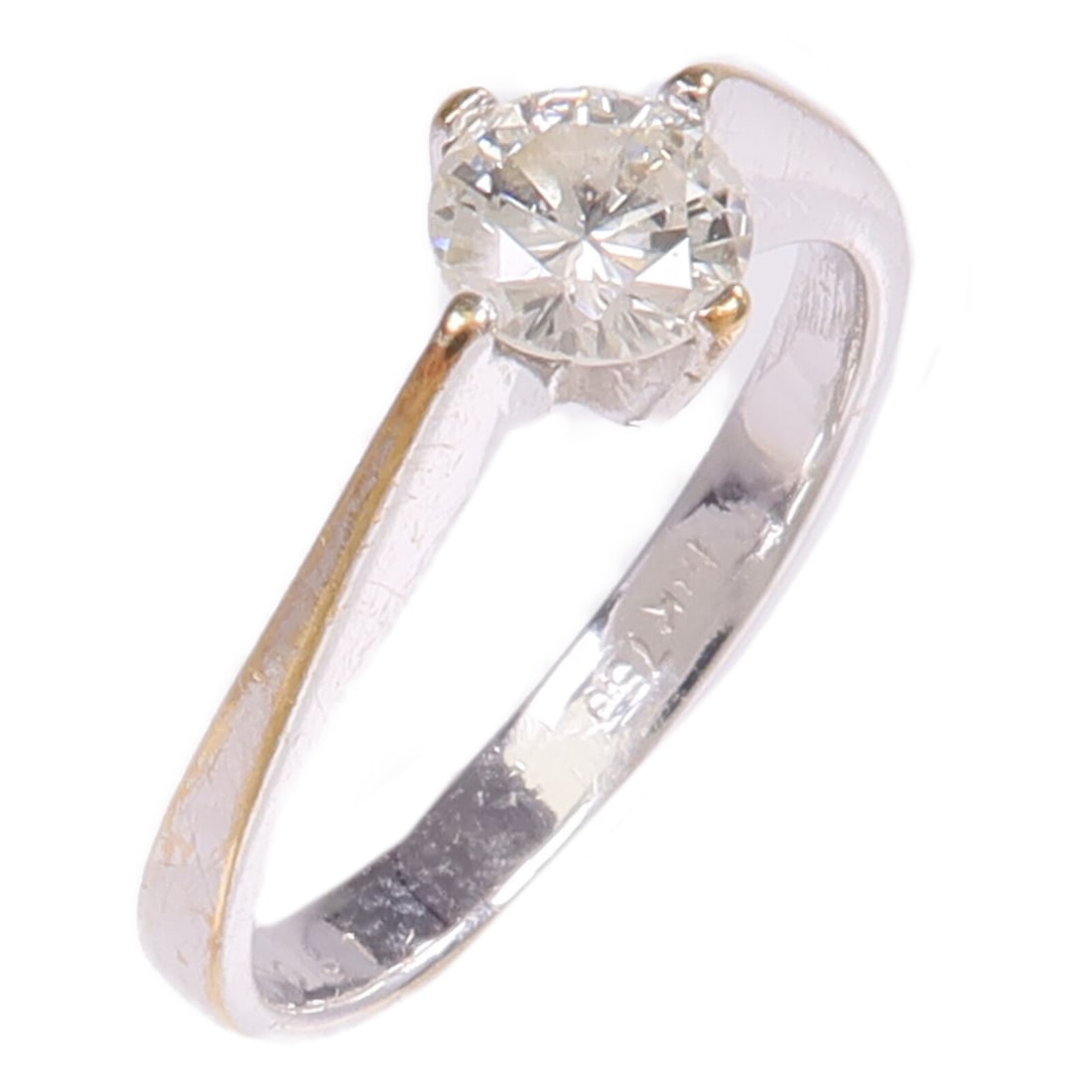 18K White Gold Diamond Ring Size 3.25 for Women: 18K White Gold Diamond Ring Size 3.25 for Women A women's diamond ring in 18K white gold, featuring a clear diamond and a clean clear color presentation. The ring is size 3.25 and has a compact motif 