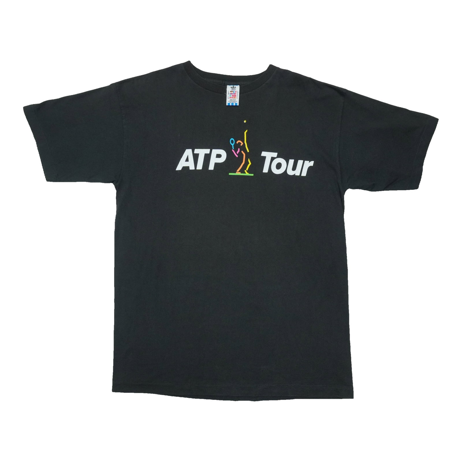 Adidas ATP Tour vintage tennis shirt black XL 1990s: Adidas ATP Tour vintage tennis shirt black XL 1990s Original vintage 1990s ATP Tour Adidas tennis shirt in black. This is a true vintage piece, not a modern reproduction. It is in excellent condition 