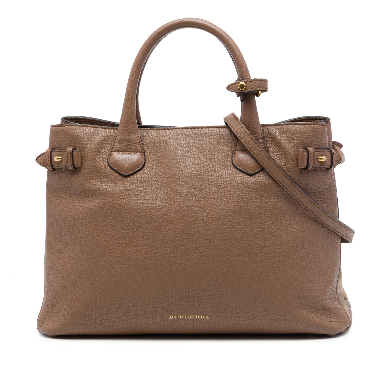 Burberry Banner Satchel Medium Calfskin House Check Leather Bag: Burberry Banner Satchel Medium Calfskin House Check Leather Bag A Burberry Medium Calfskin and House Check Banner Satchel crafted in leather with rolled top handles and an adjustable, detachable flat 