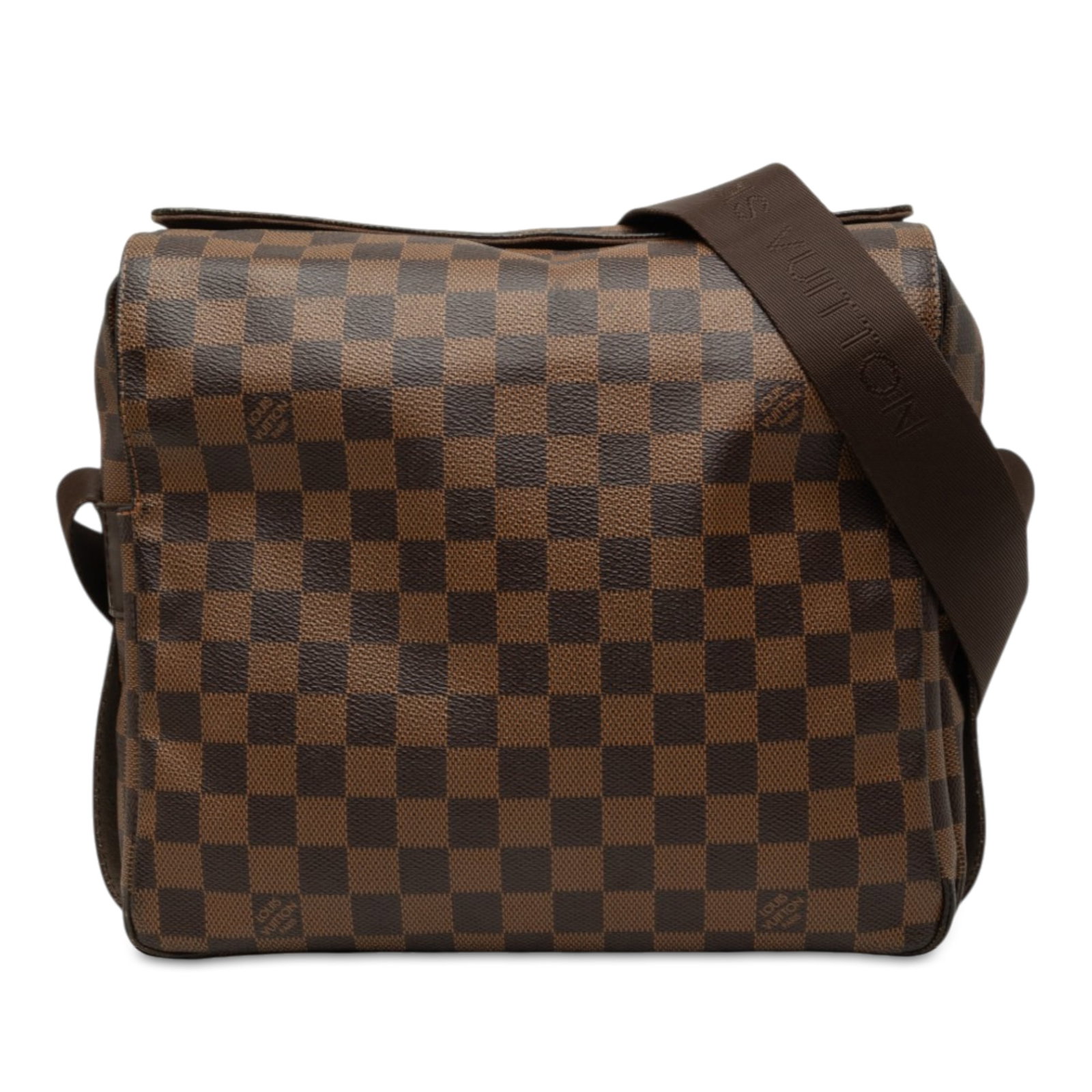 Louis Vuitton Naviglio Damier Ebene Crossbody Bag Brown: Louis Vuitton Naviglio Damier Ebene Crossbody Bag Brown Louis Vuitton Damier Ebene Naviglio shoulder bag crafted with a Damier Ebene canvas body and leather trim. It features an adjustable flat strap,