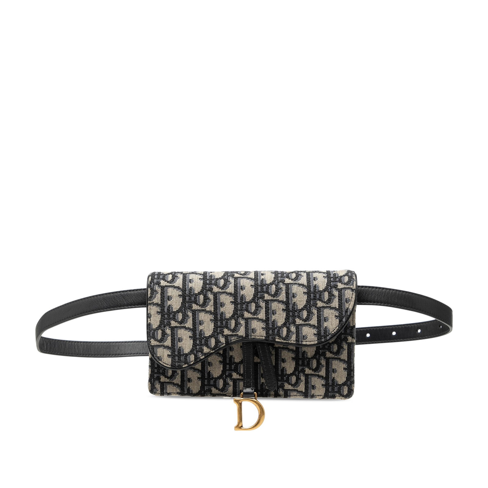 Dior Saddle Belt Bag in Blue Oblique Canvas: Dior Saddle Belt Bag in Blue Oblique Canvas Dior Oblique Canvas Saddle Belt Bag with a canvas body, adjustable flat leather belt strap, and front flap closure. Made in Italy. Condition is B+ with note