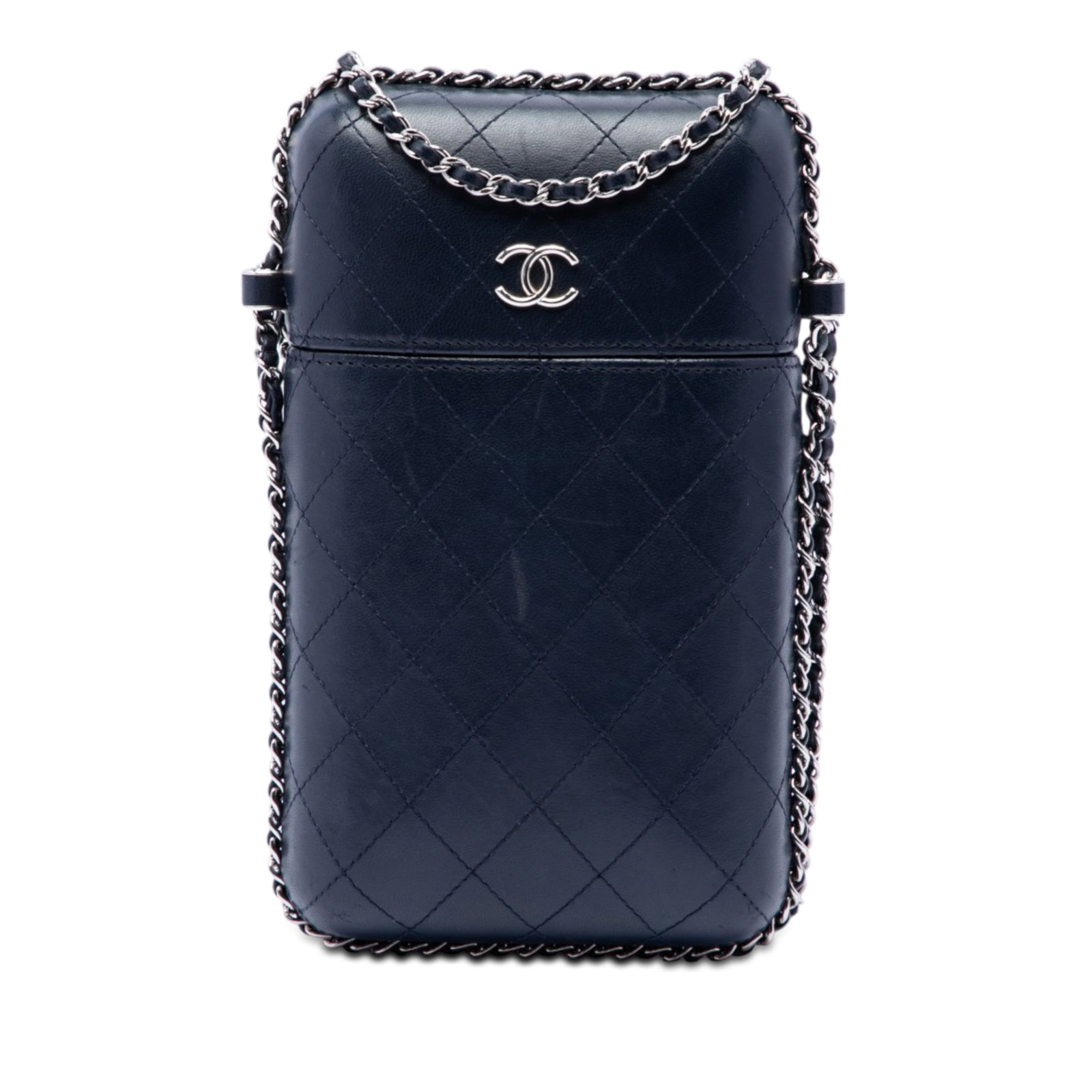 Chanel CC Chain Around Phone Holder Quilted Blue Lambskin (1 of 6)
