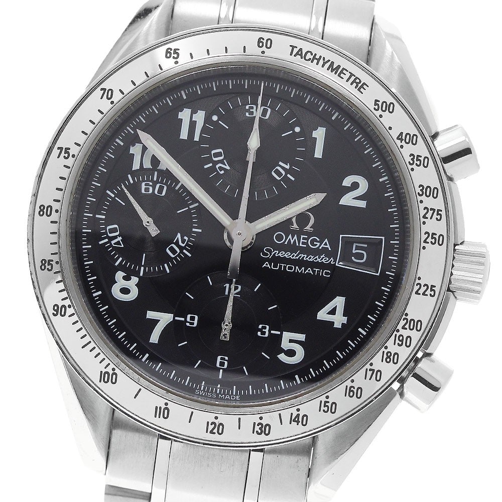 OMEGA Speedmaster 3513.52 Date Chronograph Automatic Mens Wristwatch: OMEGA Speedmaster 3513.52 Date Chronograph Automatic Mens Wristwatch Omega Speedmaster Date Limited Edition automatic men's wristwatch with a black dial and stainless steel case and bracelet. This wat
