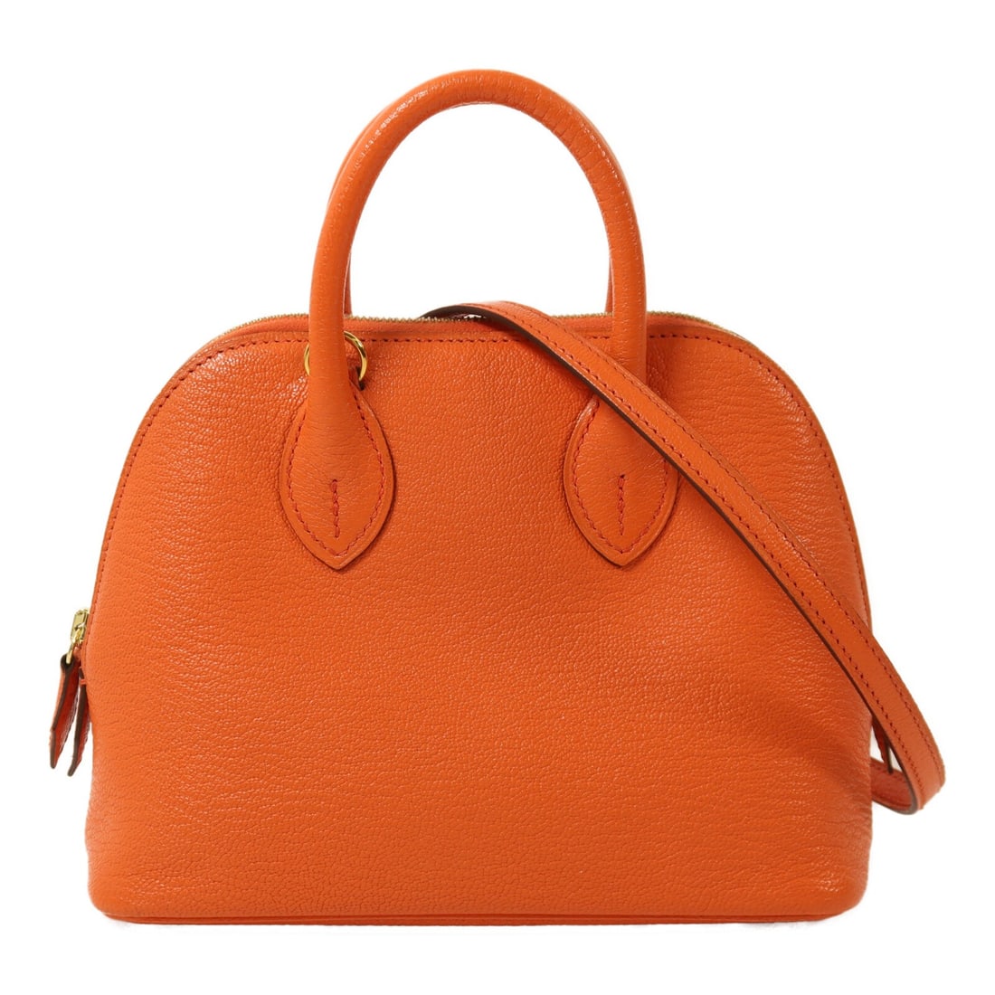 HERMES Mini Bolide Chevre 2 Way Shoulder Bag Orange Poppy: HERMES Mini Bolide Chevre 2 Way Shoulder Bag Orange Poppy Hermes Mini Bolide 2-way shoulder bag in Orange Poppy Chevre goatskin leather. This women's bag features a structured silhouette, top handles,
