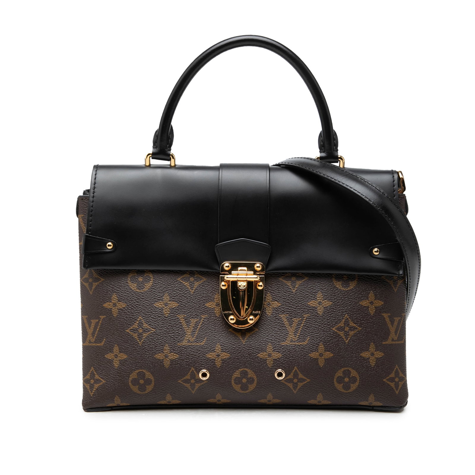 Louis Vuitton One Handle Flap MM Monogram Satchel Bag: Louis Vuitton One Handle Flap MM Monogram Satchel Bag Louis Vuitton Monogram One Handle Flap MM satchel in brown monogram canvas with a rolled leather top handle and detachable flat strap. The bag fea