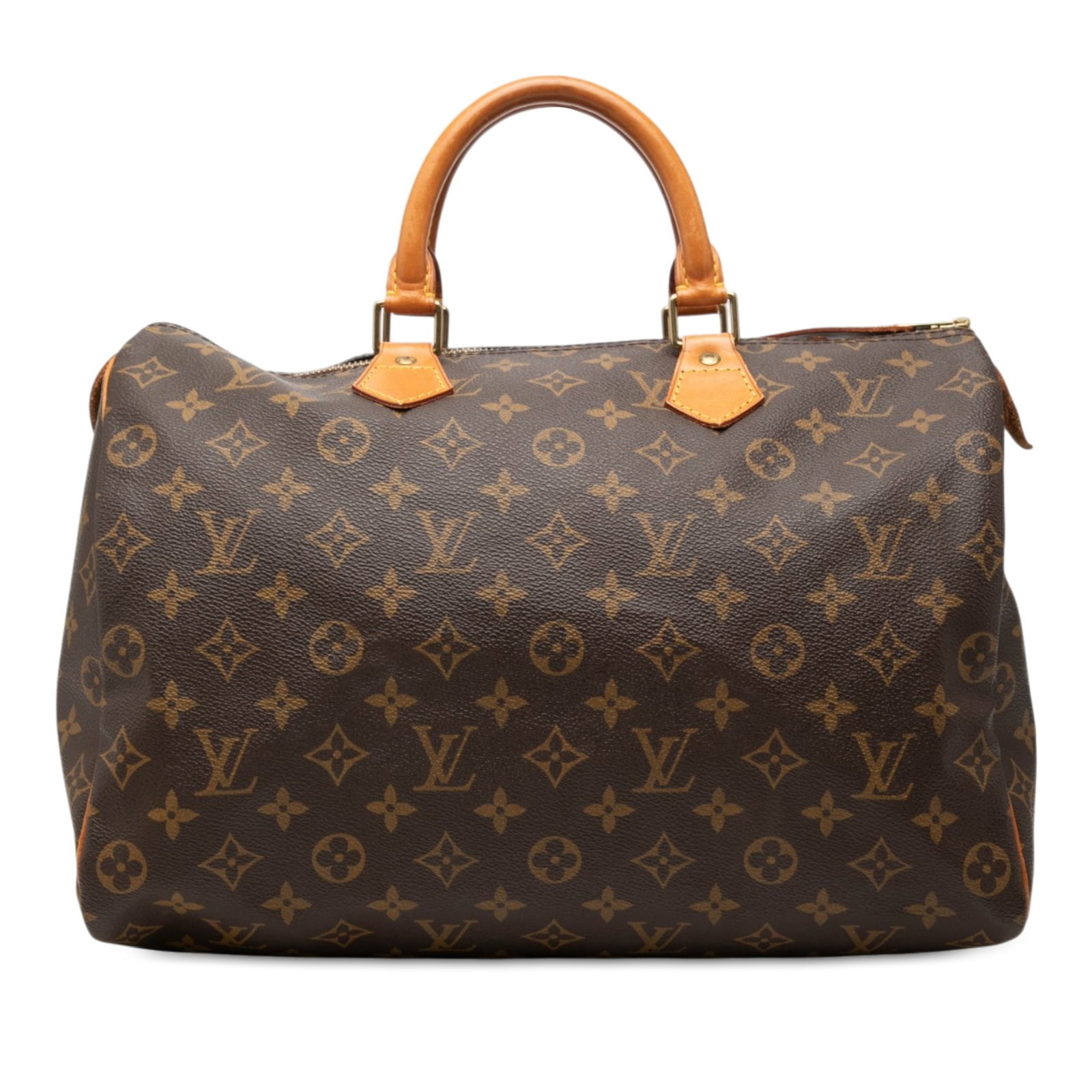 Louis Vuitton Speedy 35 Monogram Canvas Handbag: Louis Vuitton Speedy 35 Monogram Canvas Handbag This Louis Vuitton Monogram Speedy 35 handbag is crafted with a monogram canvas body and rolled vachetta leather handles. It features a top zip closure 