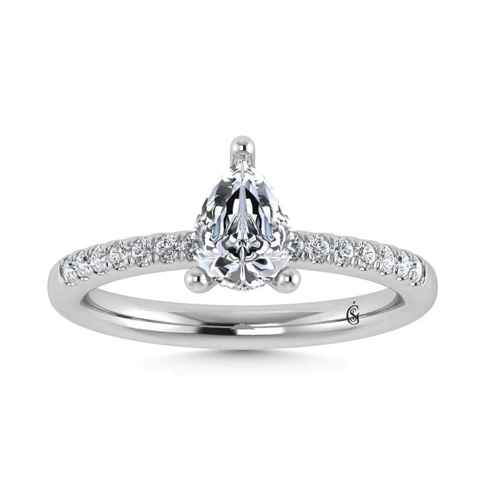 14K White Gold Lab Grown Diamond 1 1/5 Ct.Tw. IGI Certified Pear Shape Hidden Halo Engagement Ring (1 of 4)