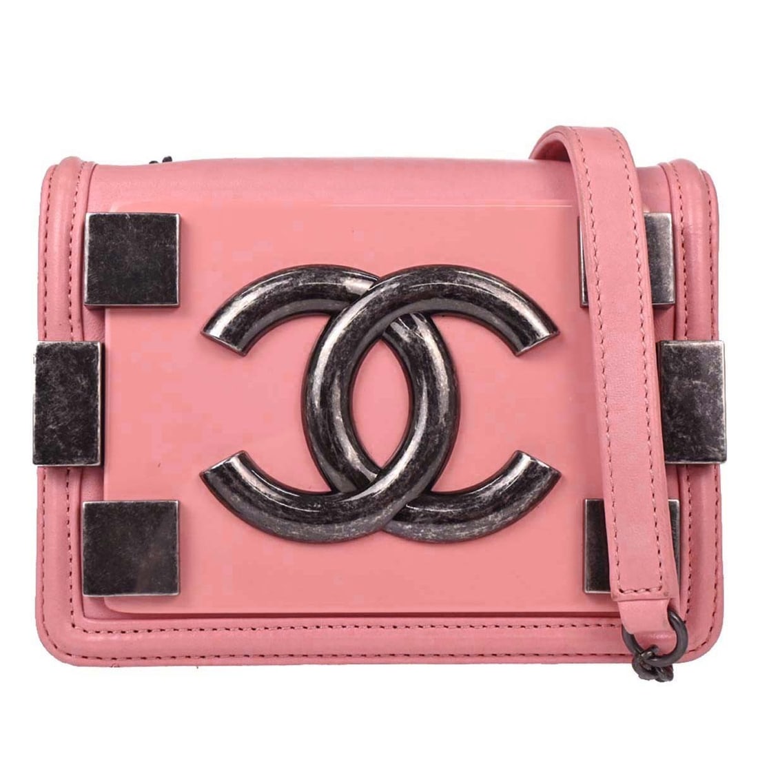 CHANEL Boy Brick Pink Lambskin Shoulder Bag: CHANEL Boy Brick Pink Lambskin Shoulder Bag Chanel Boy Brick flap shoulder bag in pink lambskin with logo accents and a leather lining. Made in Italy, this women's medium bag has a structured compact 