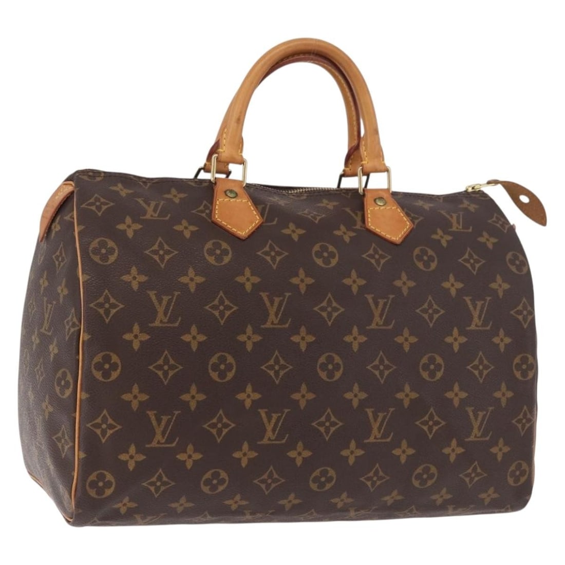 Louis Vuitton M41524 Speedy 35 Monogram Canvas Handbag: Louis Vuitton M41524 Speedy 35 Monogram Canvas Handbag Louis Vuitton Speedy 35 handbag in Monogram canvas with a classic structured silhouette and top handles. Includes a dust bag. Made in France. Con