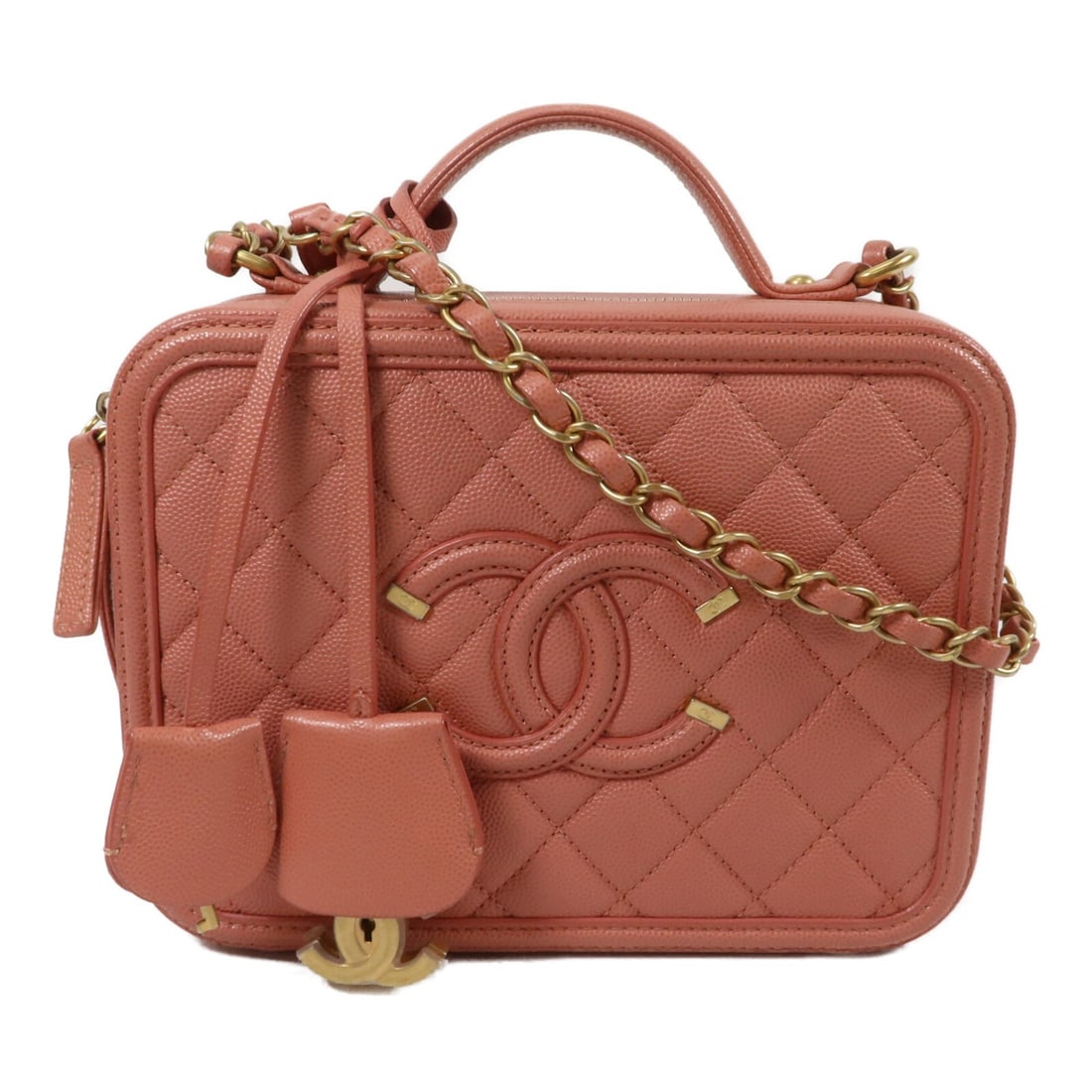CHANEL A93343 Pink Calfskin 2way Shoulder Bag with Padlock (1 of 18)