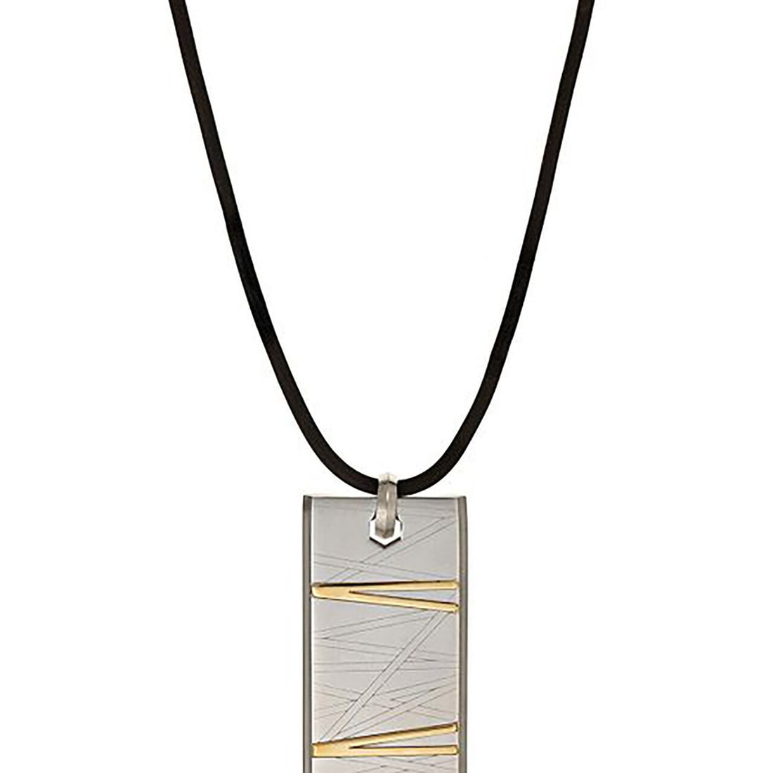 Bliss by Damiani Diamond Pendant Necklace in Stainless Steel 18K Yellow Gold: Bliss by Damiani Diamond Pendant Necklace in Stainless Steel 18K Yellow Gold Experience the unique elegance of the Bliss by Damiani Diamond Flash Pendant Necklace. This exquisite piece features a stri