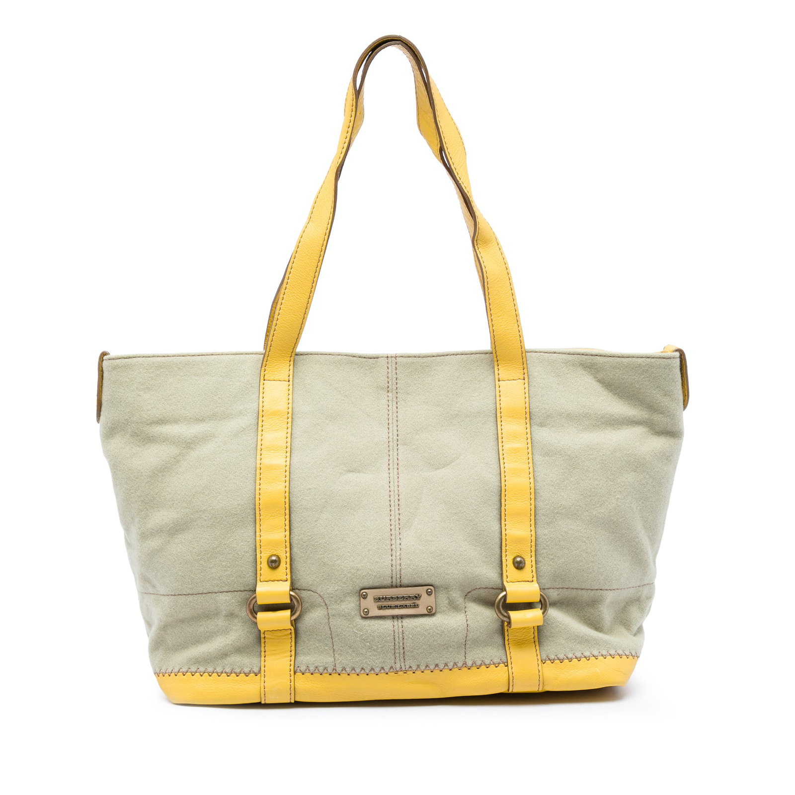 Burberry Leather Trimmed Canvas Tote Bag Beige Italy: Burberry Leather Trimmed Canvas Tote Bag Beige Italy Burberry tote bag crafted with a canvas body and leather trim. It features flat leather straps, an open top with magnetic snap closure, and an inte