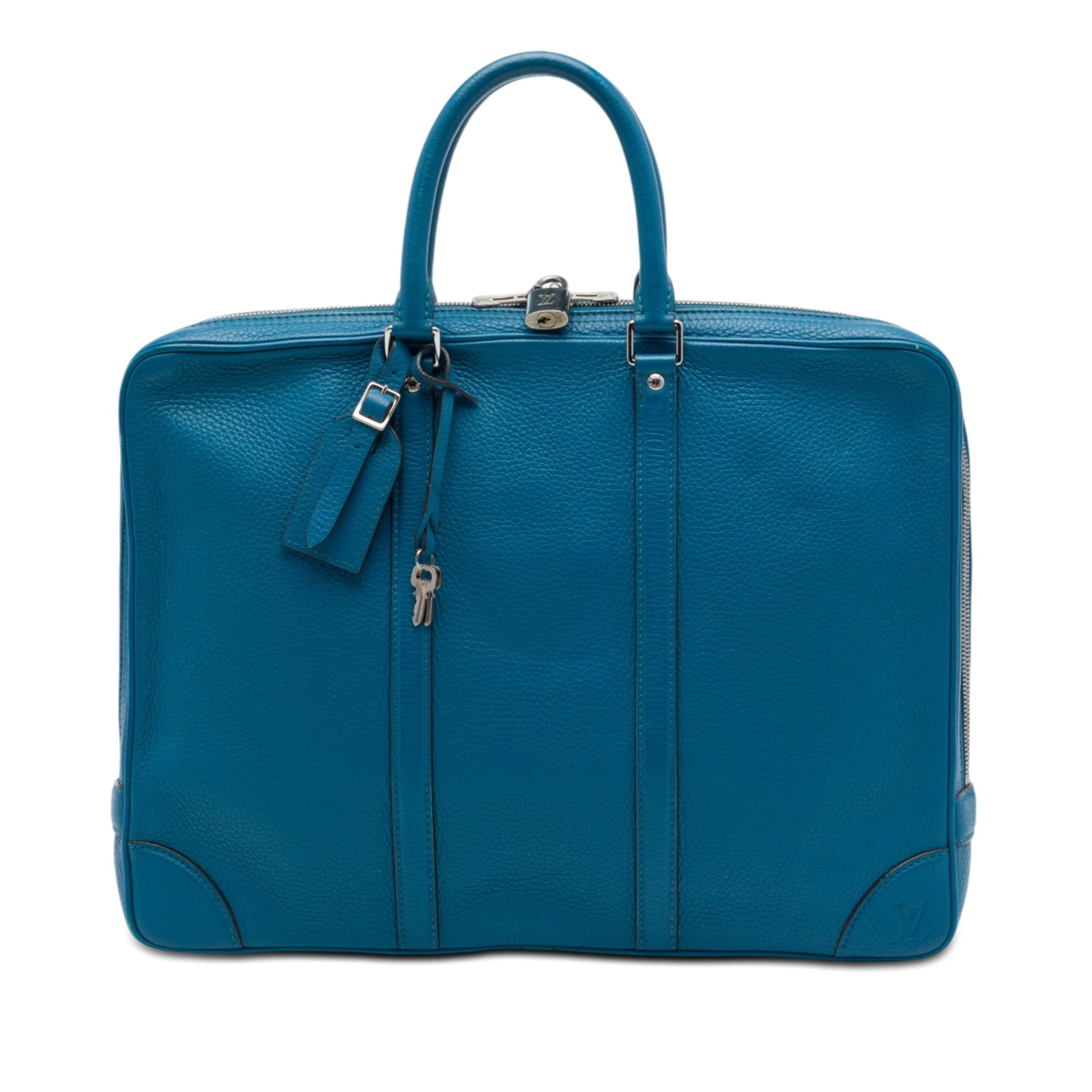 Louis Vuitton Taurillon Porte Documents Voyage Blue Leather Briefcase (1 of 6)