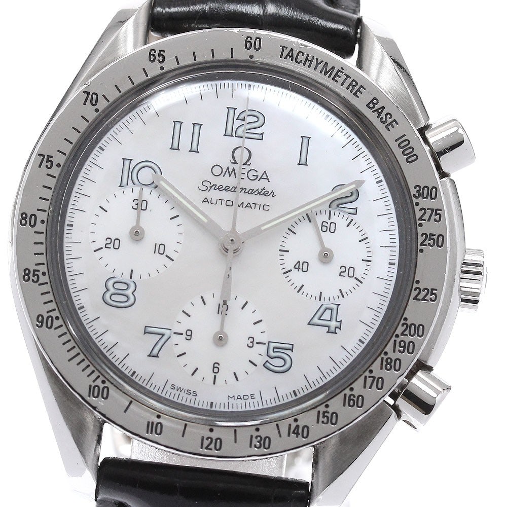 OMEGA Speedmaster 3802.70.56 mens automatic chronograph watch: OMEGA Speedmaster 3802.70.56 mens automatic chronograph watch OMEGA Speedmaster chronograph wristwatch with automatic movement and a white mother-of-pearl dial. This men's watch features chronograph a