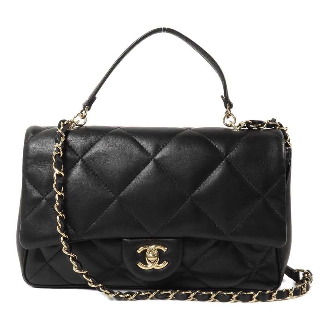 CHANEL Coco Lady 2way Shoulder Bag Black Lambskin CC GHW: CHANEL Coco Lady 2way Shoulder Bag Black Lambskin CC GHW A Chanel Coco Lady chain shoulder bag in black lambskin leather with the signature CC turn-lock closure. Designed as a 2-way shoulder bag, it i