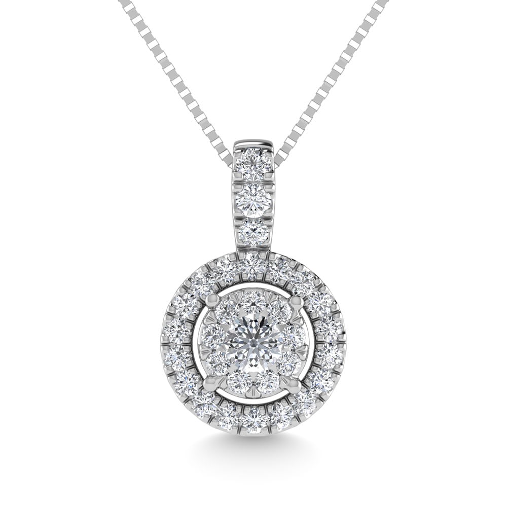 Diamond 1/4 Ct.Tw. Fashion Pendant in 14K White Gold: Diamond 1/4 Ct.Tw. Fashion Pendant in 14K White Gold 14k White Gold Stone Color: G-h Stone Clarity: Si2 Unless otherwise specified, pendants that include a chain are paired with our standard 18-inch l